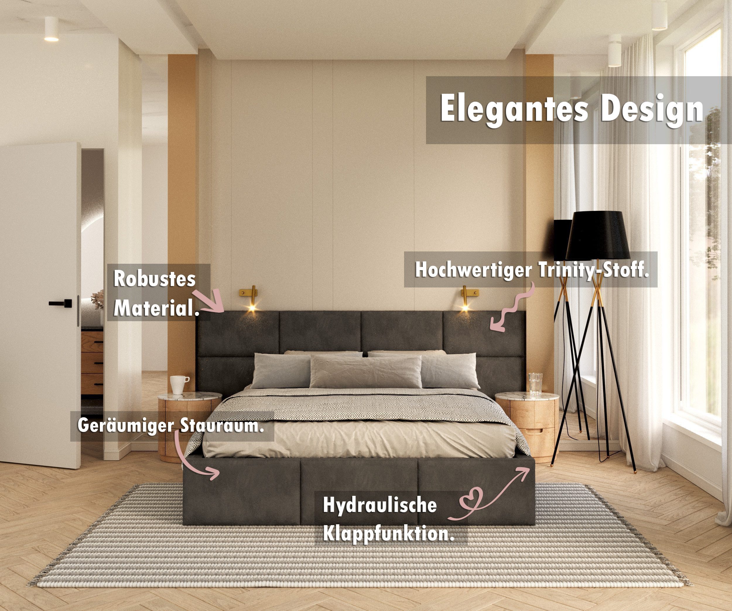 thematys Polsterbett Stauraumbett Velours 90x200, 120x200, 140x200, 160x200 günstig online kaufen