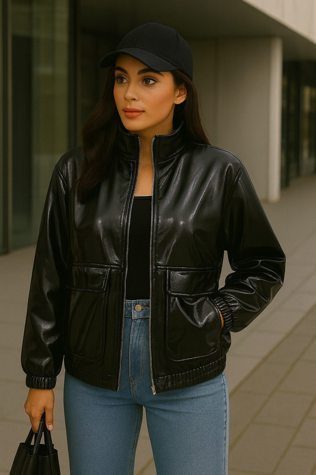 Worldclassca Lederimitatjacke Worldclassca Oversized Kunstleder Jacke Bombe günstig online kaufen