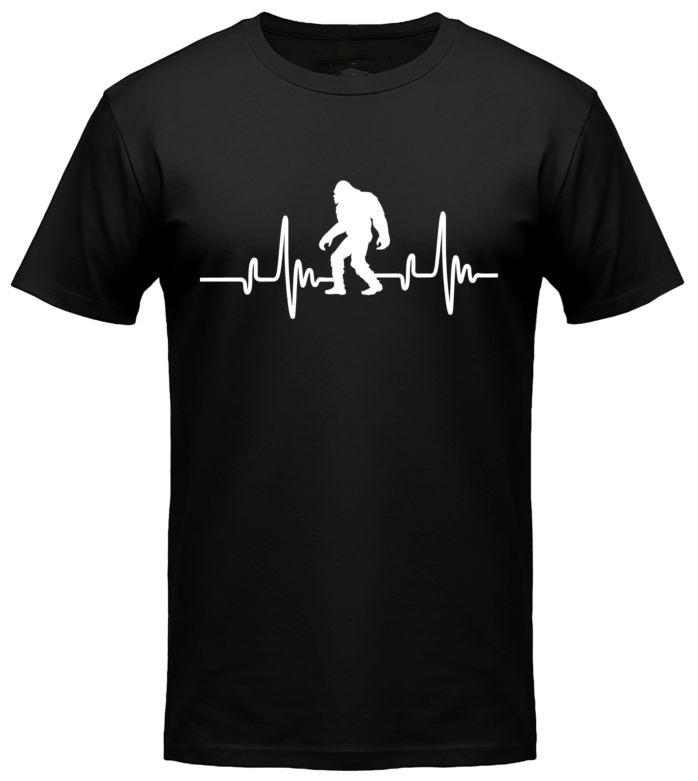 MyDesign24 T-Shirt Bigfoot Herschlaglinie print Shirt EKG-Linie Bigfoot T-Shirt schwarz kurzarm Regular Fit i566