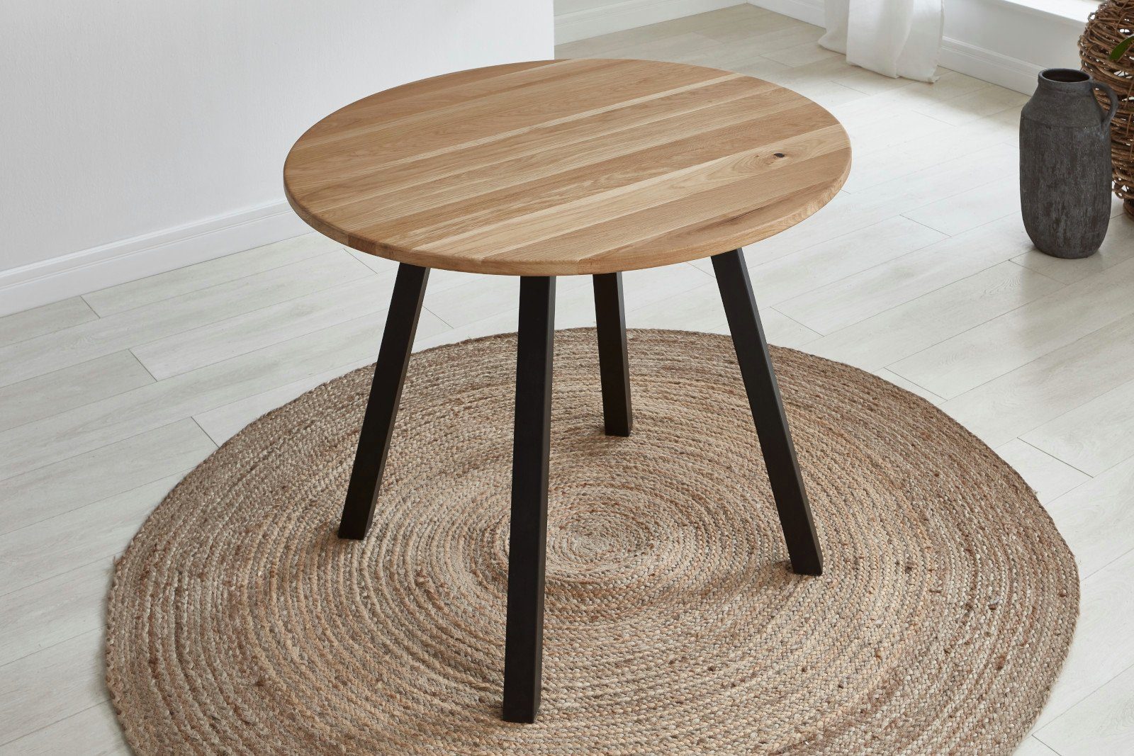 Wildeiche geölt, Massivholz, Esstisch Baumkante natürliche Tischplatte Junado® Elif, 26mm,