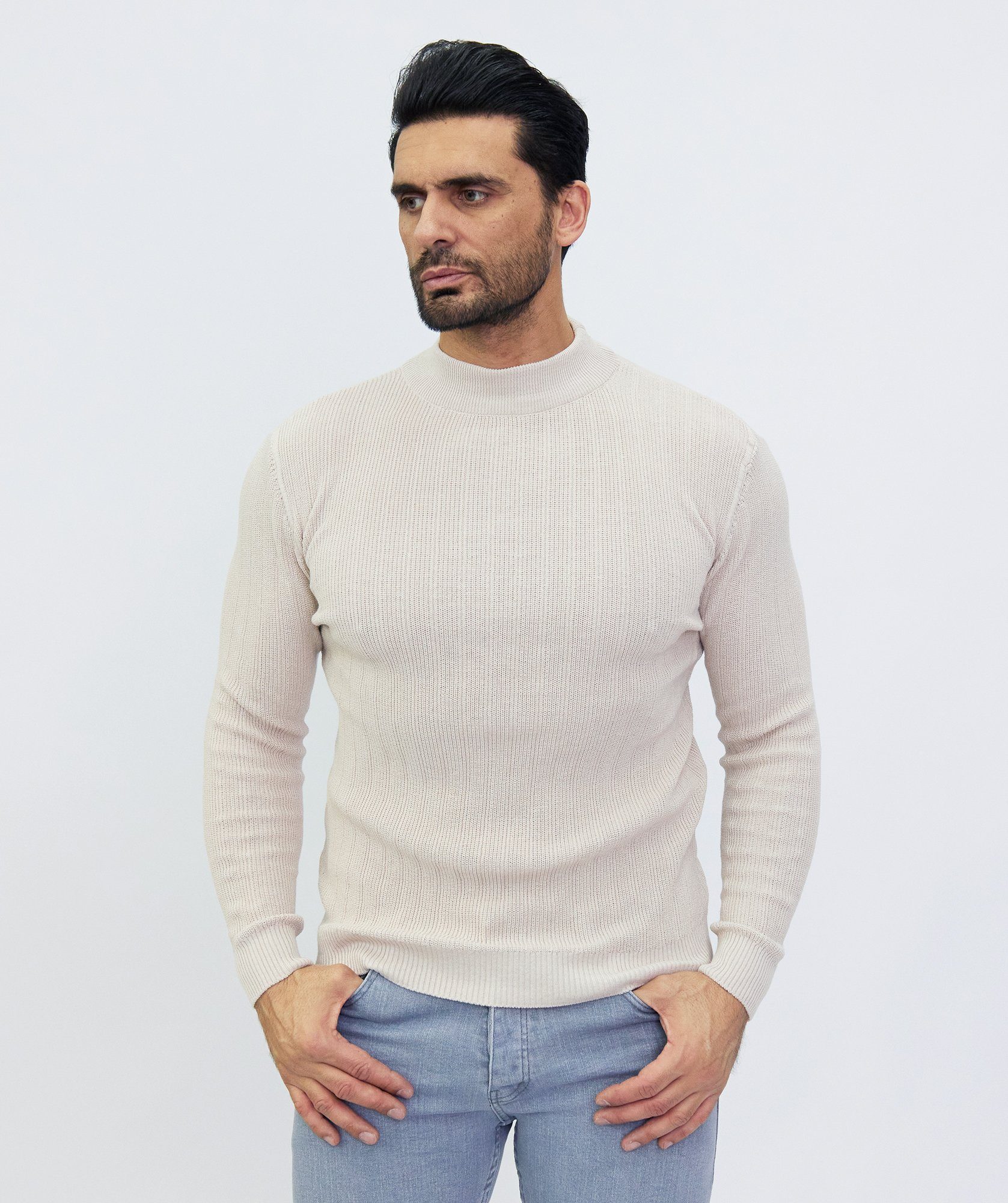 Denim Distriqt Strickpullover Stehkragen Pullover in feinem Muster günstig online kaufen