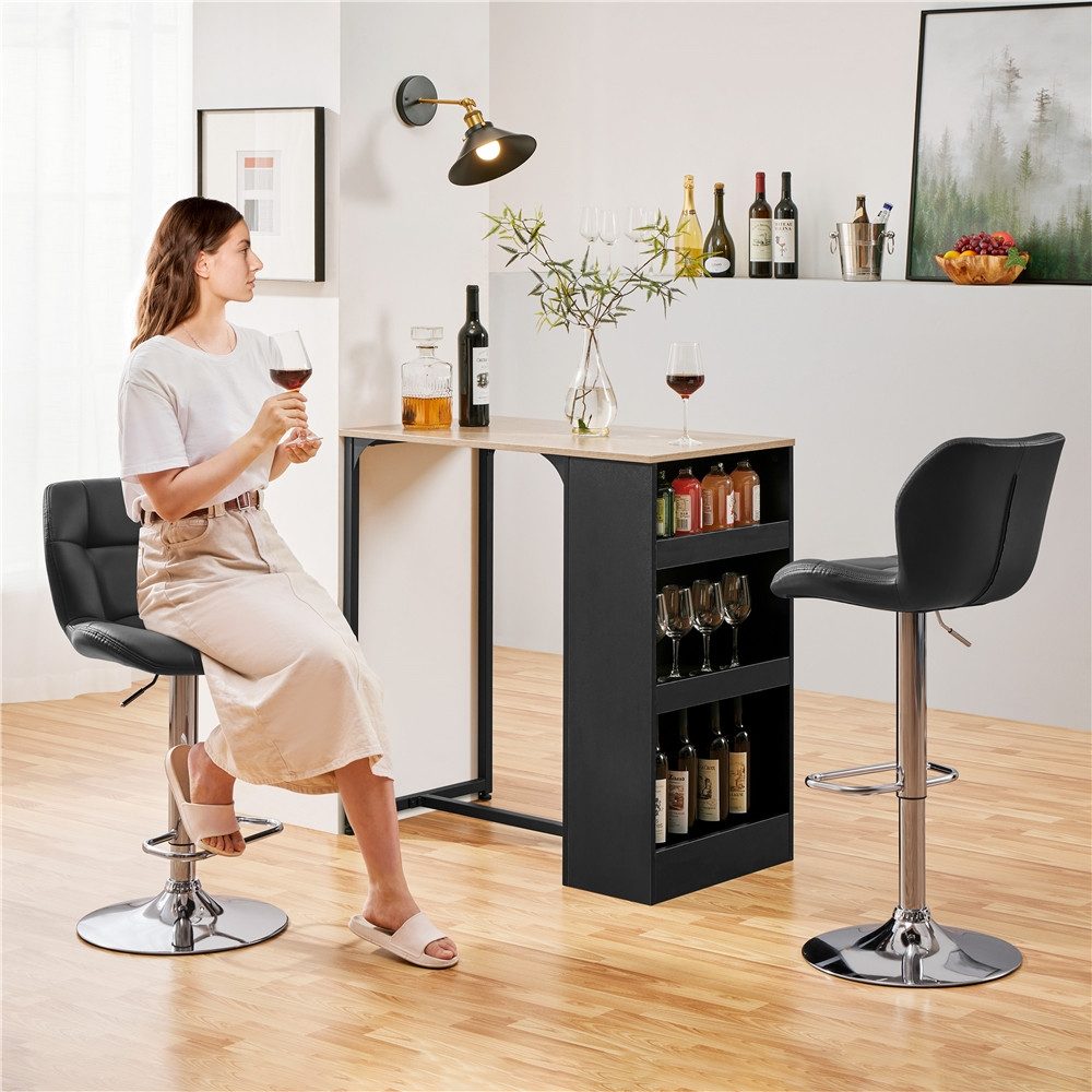 Yaheetech Barhocker 360° Drehbare Hocker mit Fußstütze (4 St), 1/2/4/6er-Set Barstühle Küchenstühle Bistrohocker höhenverstellbar – Bild 3 von 5
