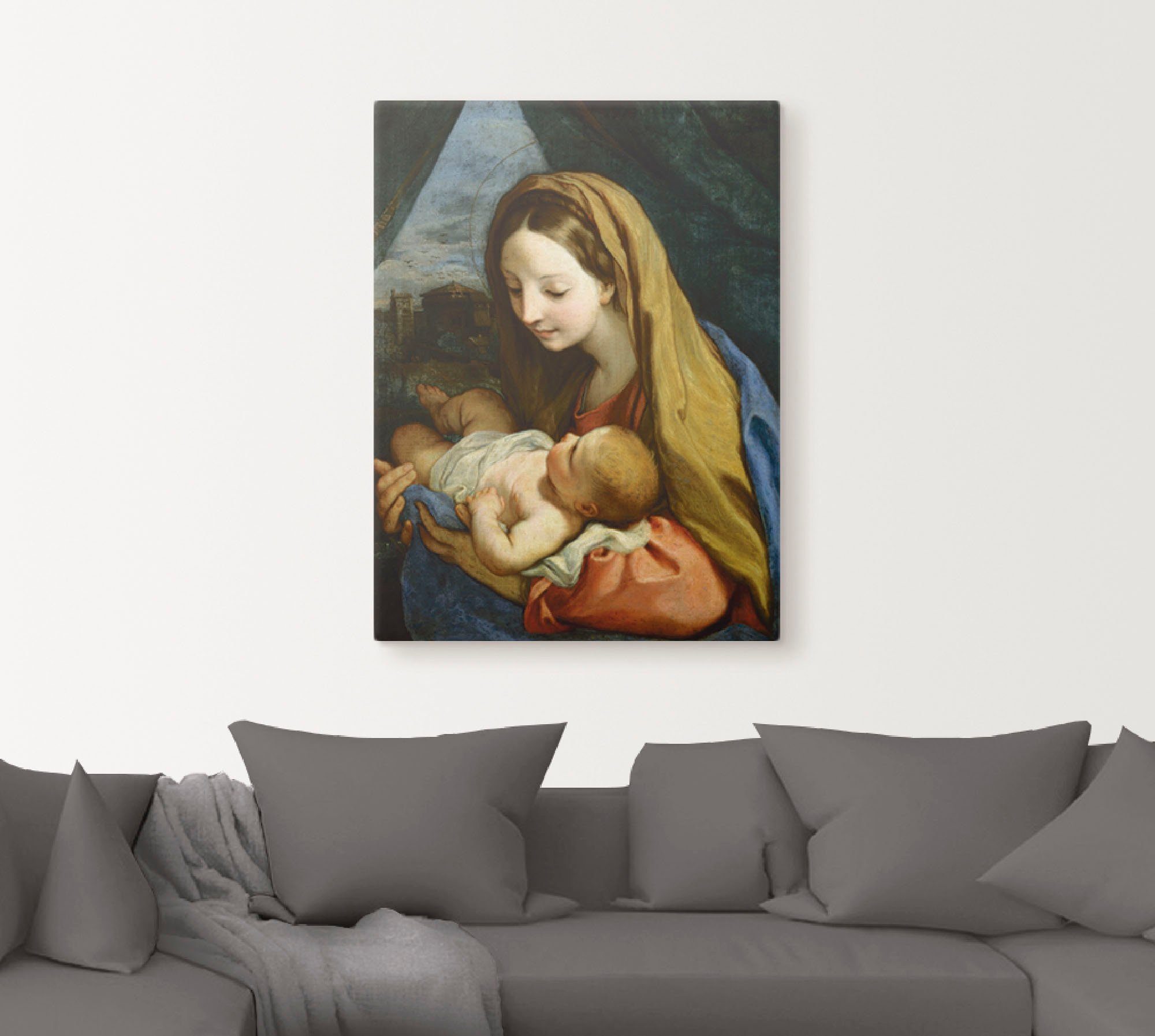 Artland Leinwandbild Maria mit dem Kind. Um 1660, Religion (1 St), auf Holzrahmen gespannt
