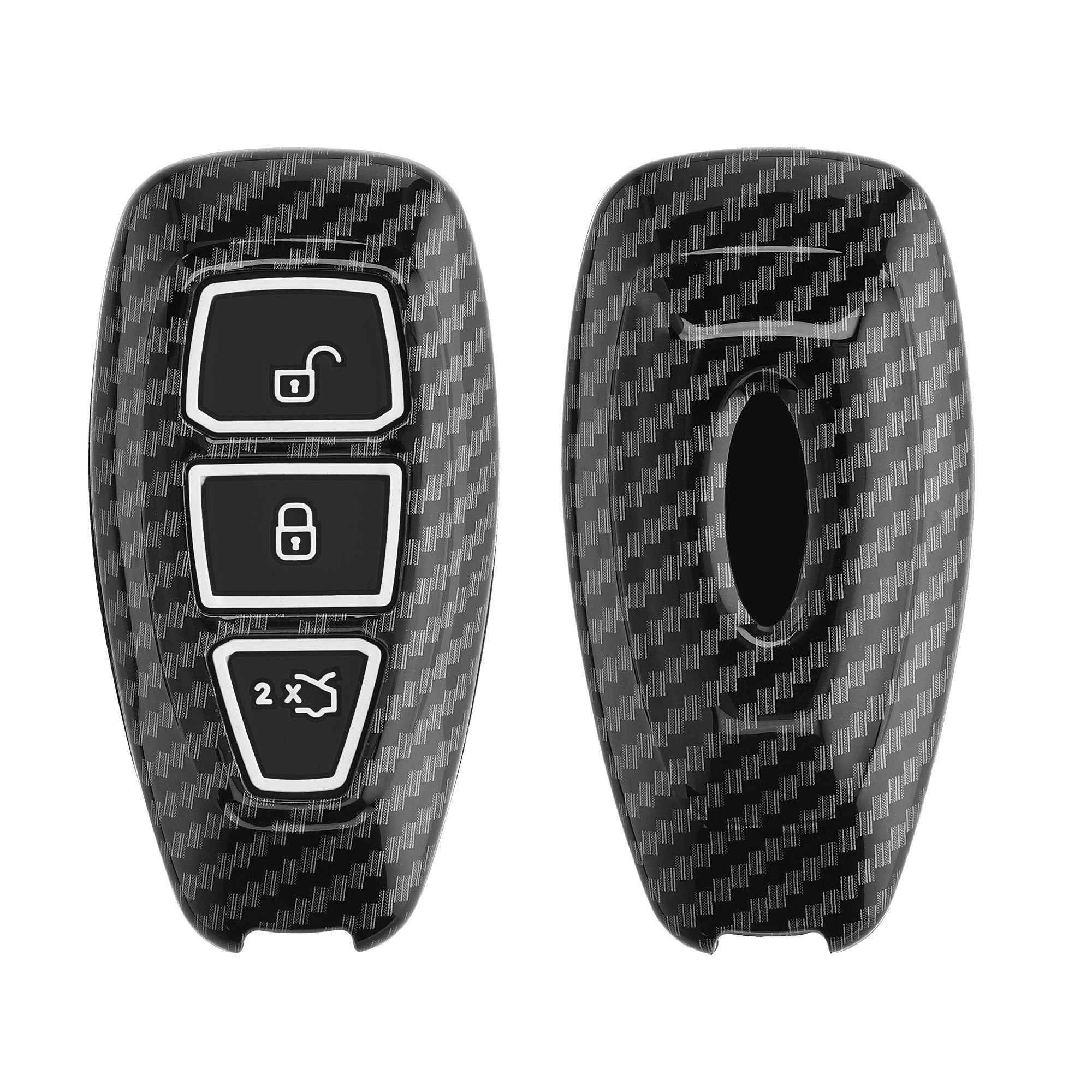Schlüsseltasche kwmobile Cover Case Hülle Ford Schwarz Autoschlüssel Schutzhülle 3-Tasten Hardcover Schlüsselhülle Keyless Autoschlüssel - Go, für