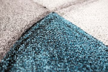 Teppich Teppich modern abstrakt in blau grau schwarz, TeppichHome24, rechteckig