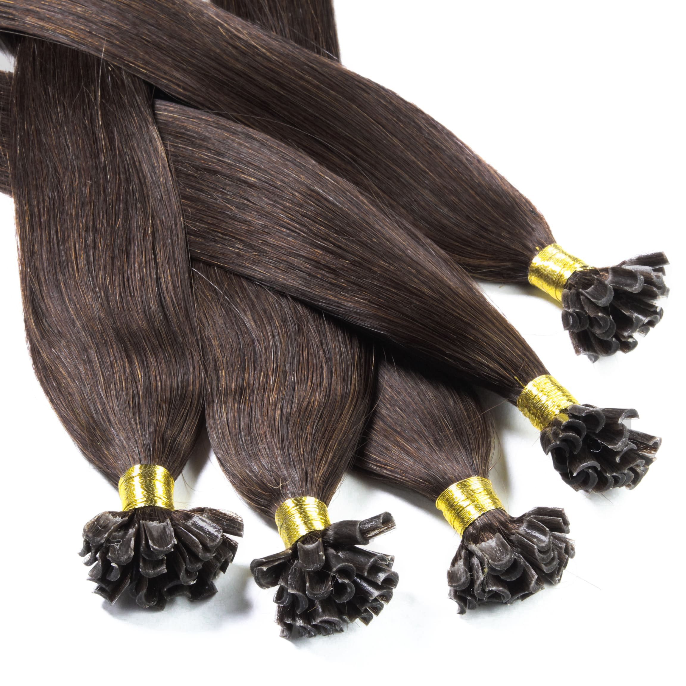 hair2heart Echthaar-Extension Bonding Extensions - glatt #6/3 Dunkelblond Gold 1g 50cm