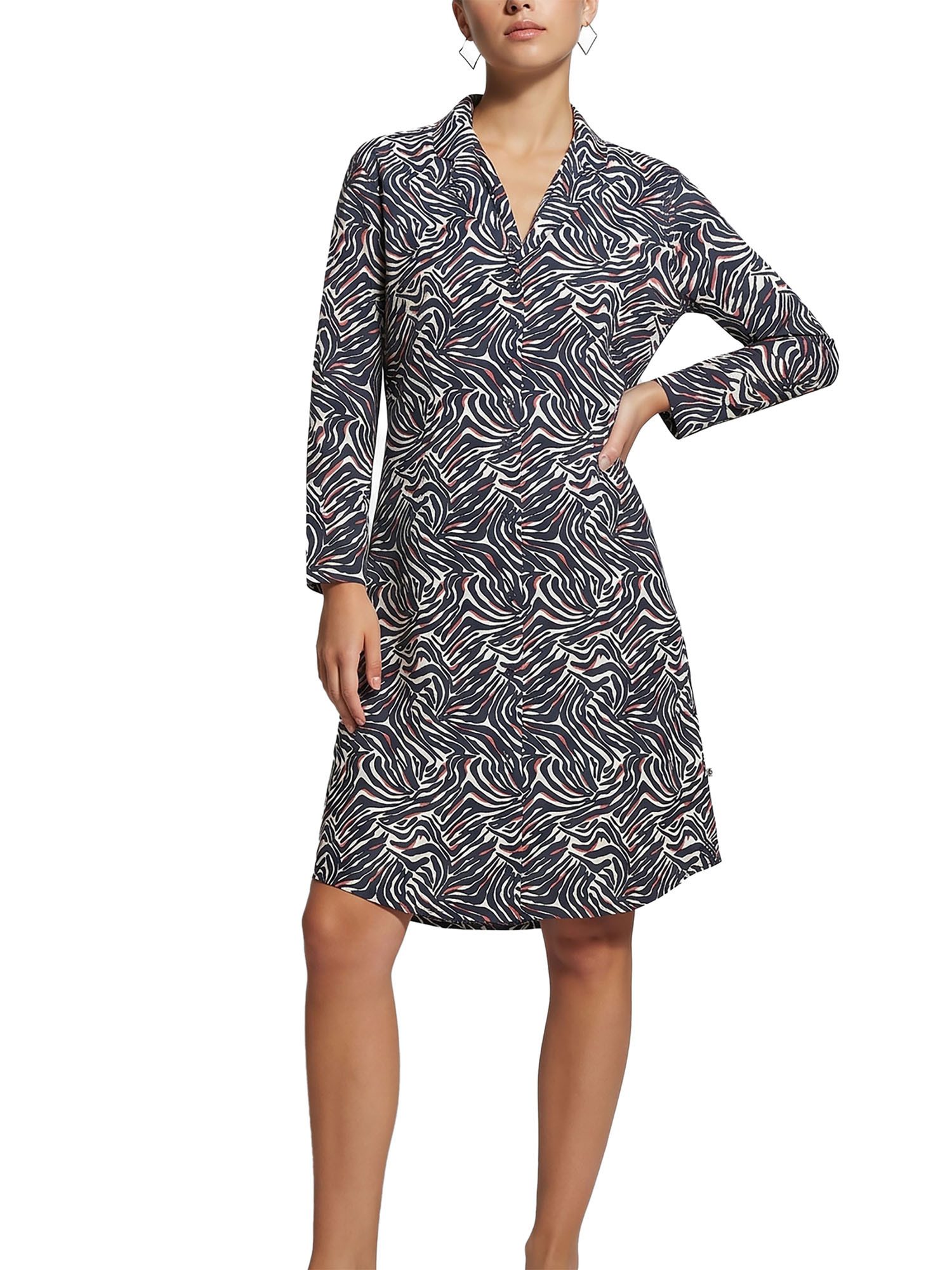 seidensticker Nachthemd Damen Nachthemd Lang bodywear (Stück, 1-tlg) aus Modal, moderner Allover-Print, Hemdkragen, durchgeknöpft