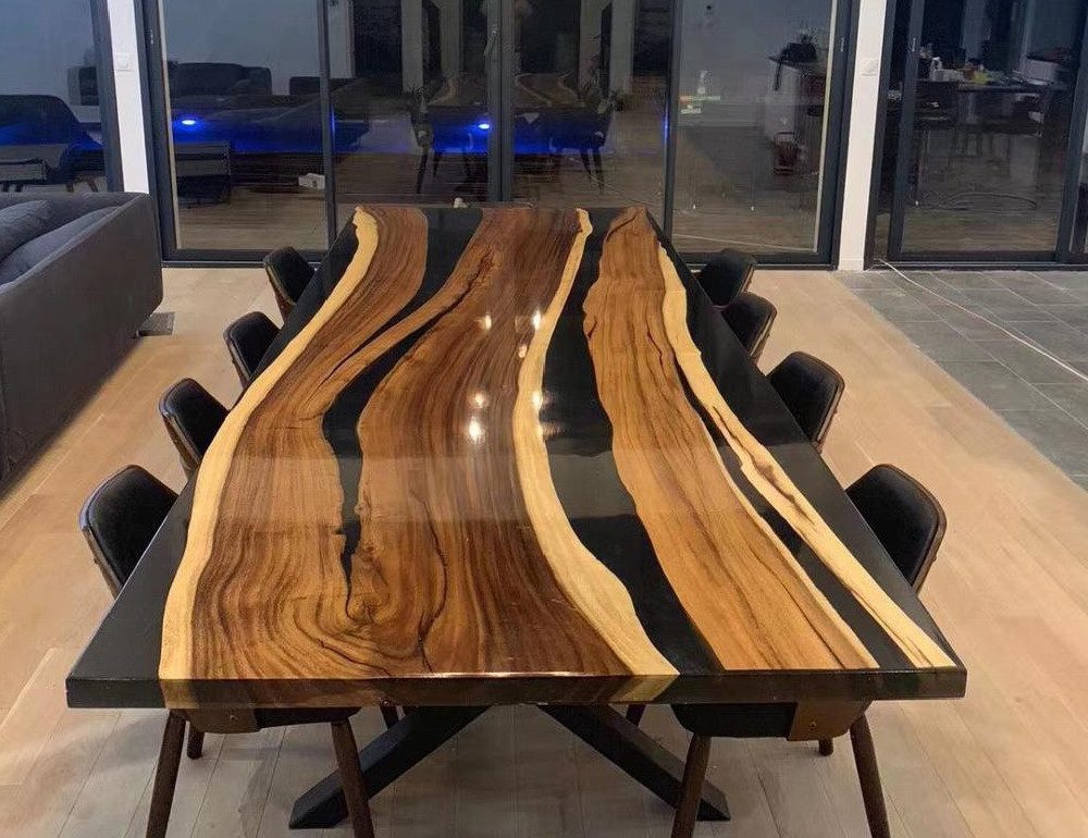 Xlmoebel Konferenztisch Echtholz Tisch mit Epoxidharz für individuelle Designs (1-St., Esstisch), Hergestellt in Europa