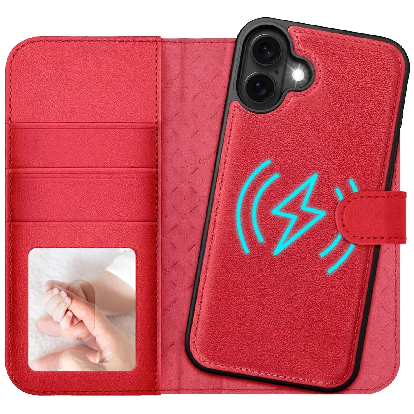 CoolGadget Handyhülle Magnet Book Case für Apple iPhone 17 Hülle + Klapphülle 6,3 Zoll, 2in1 abnehmbare magnetische RFID Schutzhülle Kartenfach Fotofenster