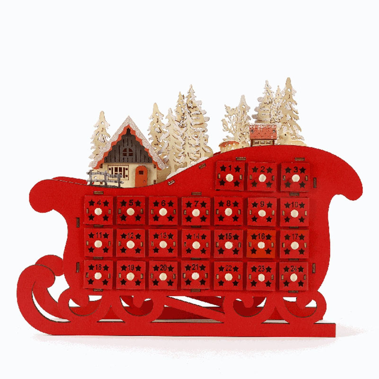 Blusmart Adventskalender 24-Tage-Weihnachts-Countdown-Kalender In Roter Schlittenform