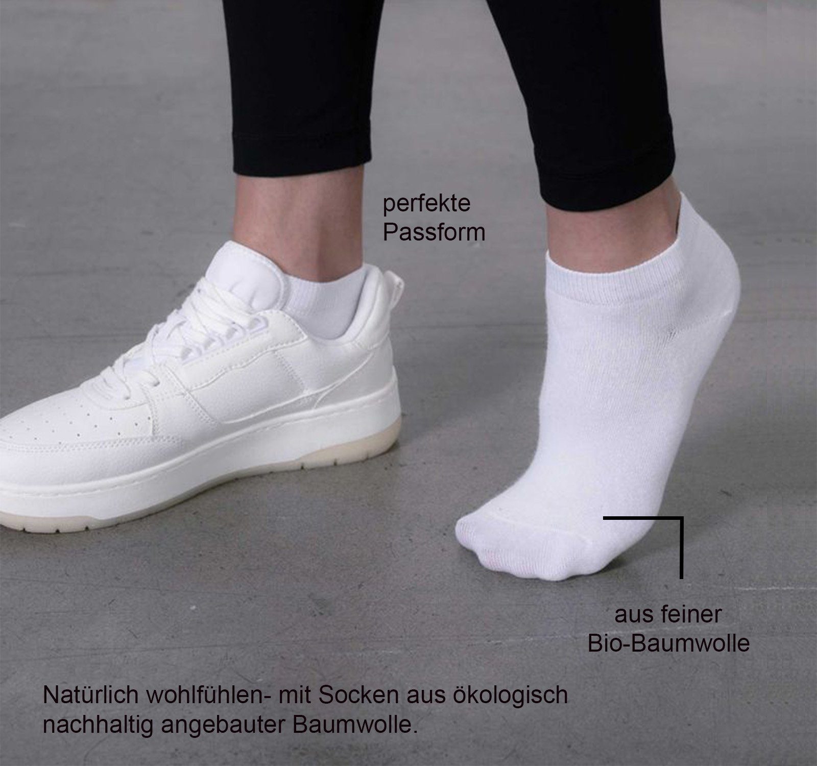 mit Bio COOL7 Pack Sneaker weichem feine Materialqualität, 6er-Pack) (6er-Pack, Weiß Cotton besonders Unisex Komfortbund Sneakersocken 6er
