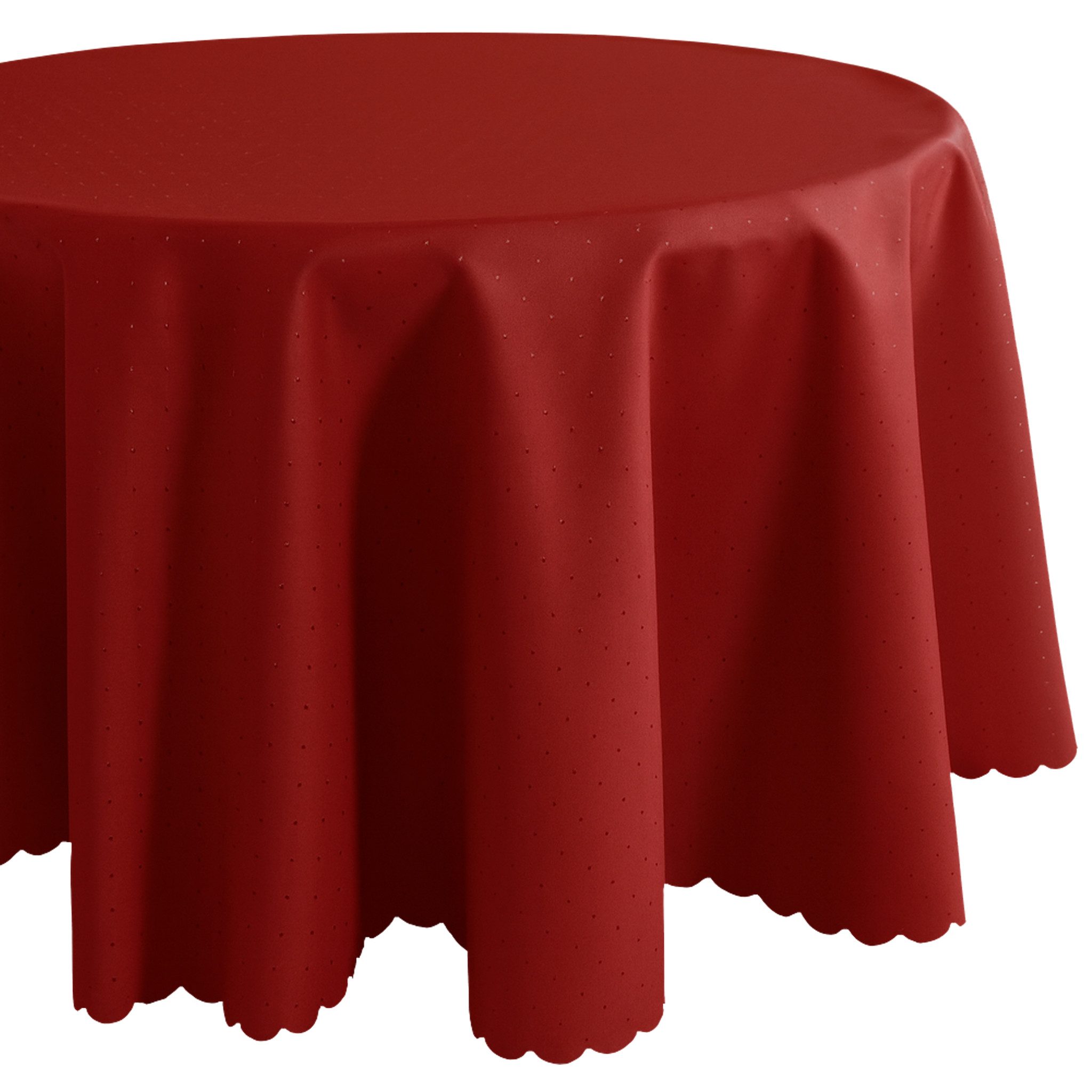 matches21 HOME & HOBBY Tischdecke Tischdecke Ø 130 cm in Dunkelrot für Esstisch & Küche (1-tlg), Waschbares Tischtuch mit gewelltem Rand