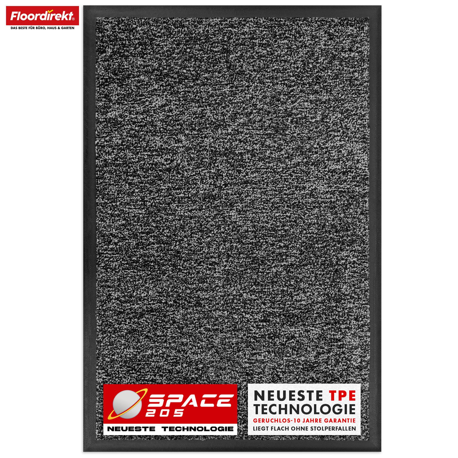 Floordirekt Fußmatte Space 205, Schmutzfangmatte hochabsorbierend - Matte Eingangsbereich, langlebig & rutschfest - Fußmatte innen/Schmutzfangmatte außen