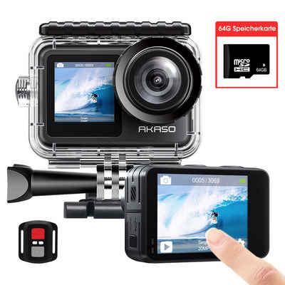 Akaso 4K30FPS, 20MP, IPX7 40M Wasserdicht, Action Cam (IEEE 802, El5 2.0 Touchscreen Dual WiFii mit 64G Speicherkarte - Brave 7 LE)