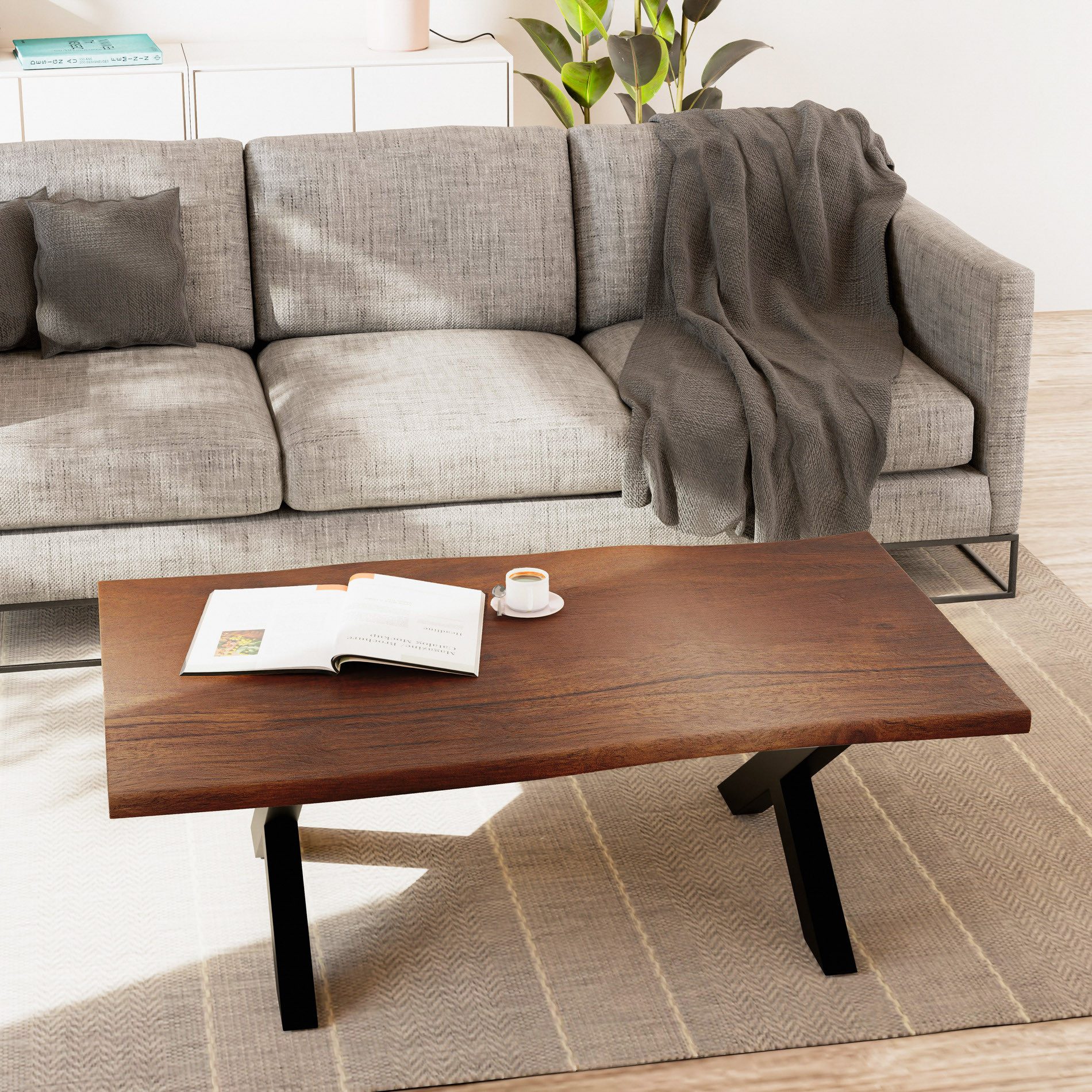 Liadomo Couchtisch Boston, Akazie Massivholz, Platte günstig online kaufen