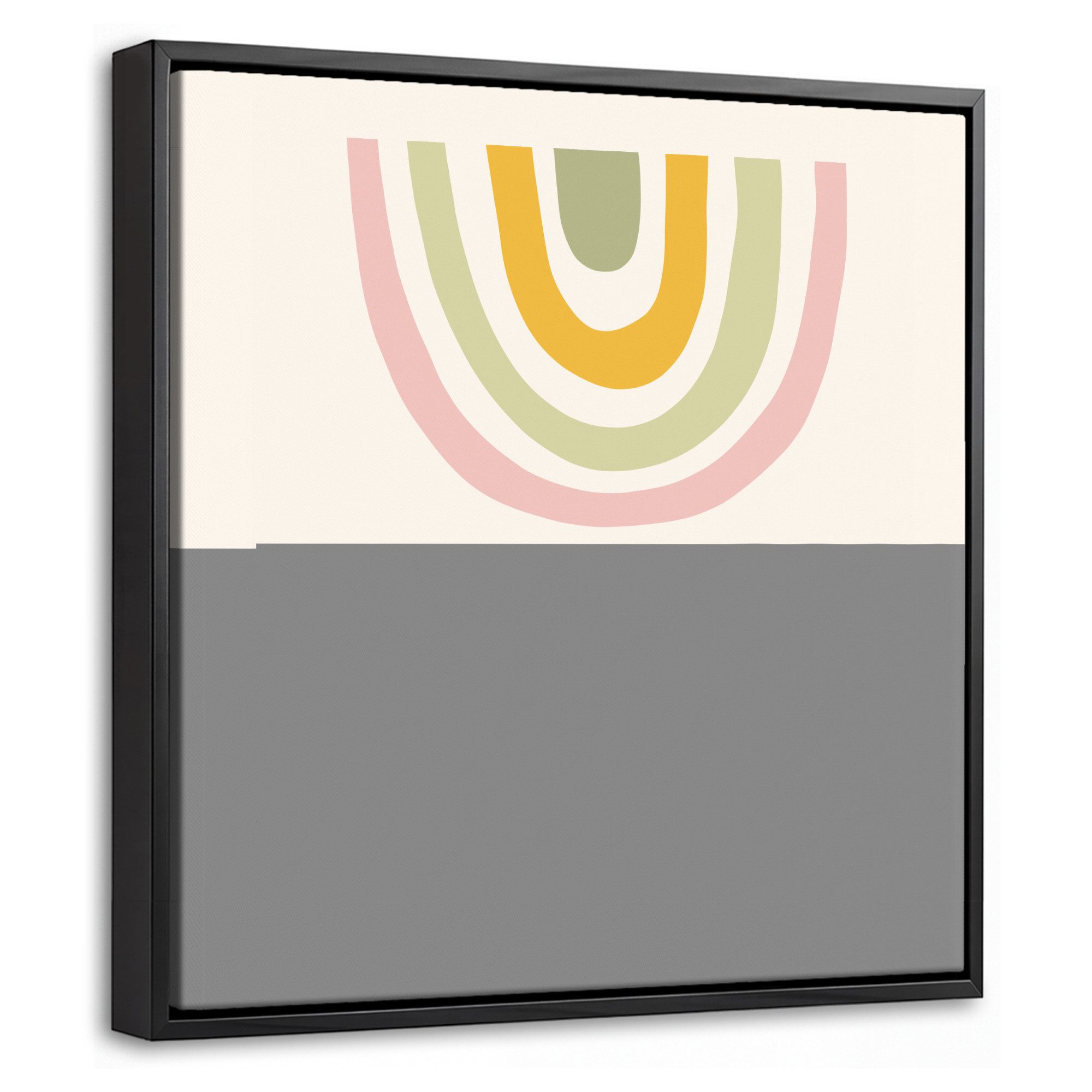 OneMillionCanvasses® Leinwandbild mit Rahmen - Regenbogen - Pastell - Grün - Rosa - Modern, Fotodruck (1 St), Leinwand Bilder Klein, Wand Dekoration Aesthetic 20x20cm