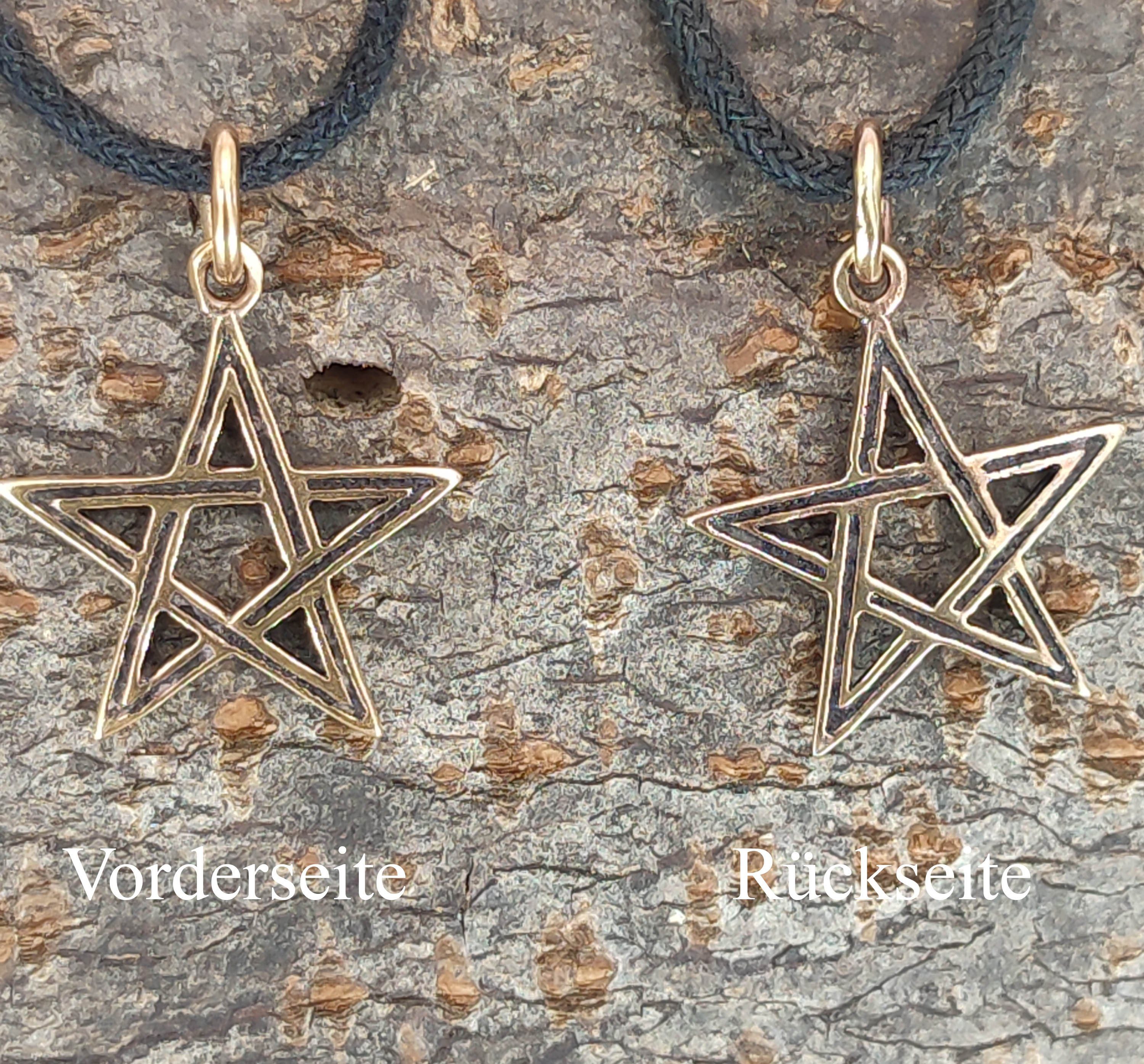 Kiss of Schutz Pentagram Bronze Hexe Anhänger Magie Leather Kettenanhänger Pentagramm Zauber weiße Pentacle