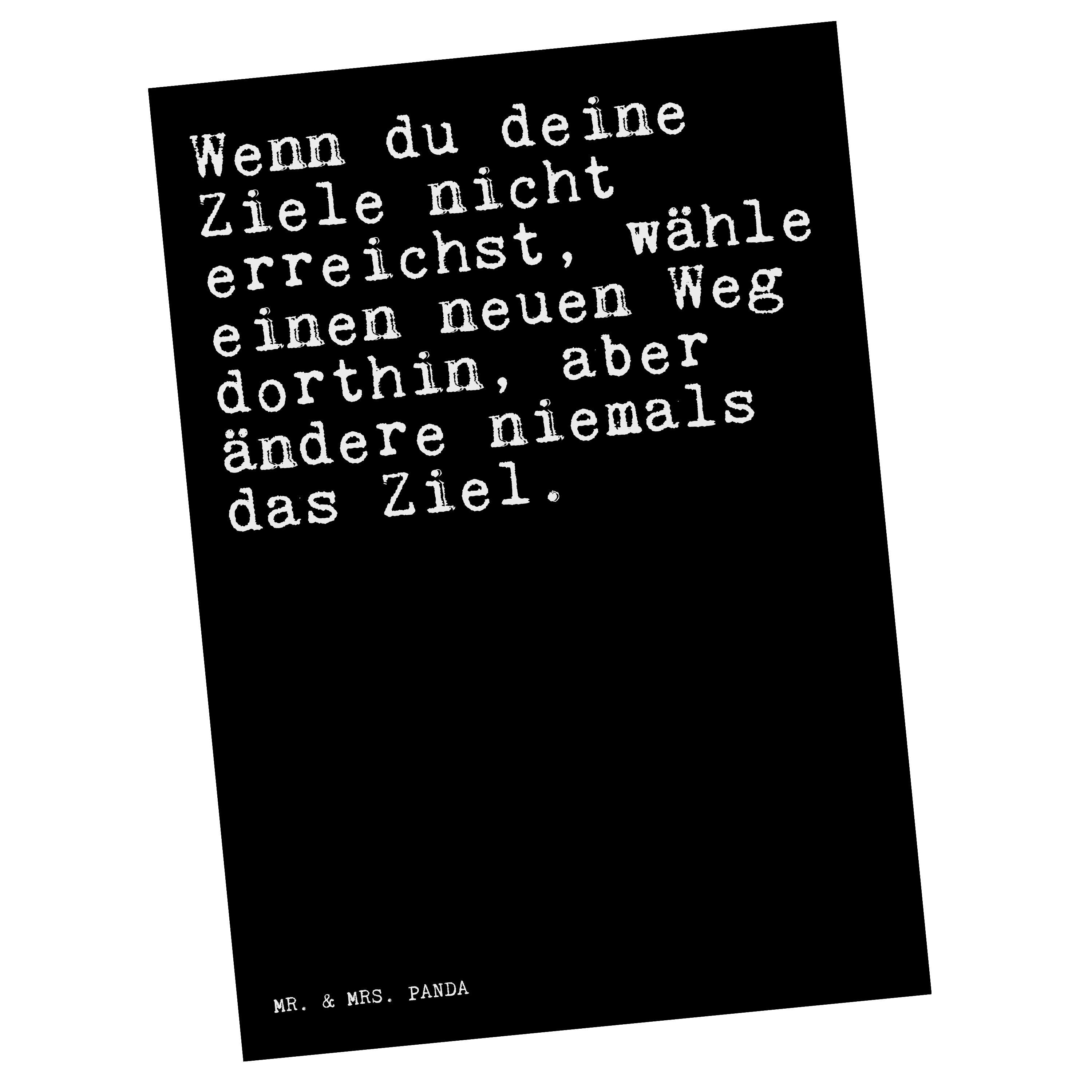 Mr. & Mrs. Panda Postkarte »Wenn du deine Ziele... Schwarz Geschenk