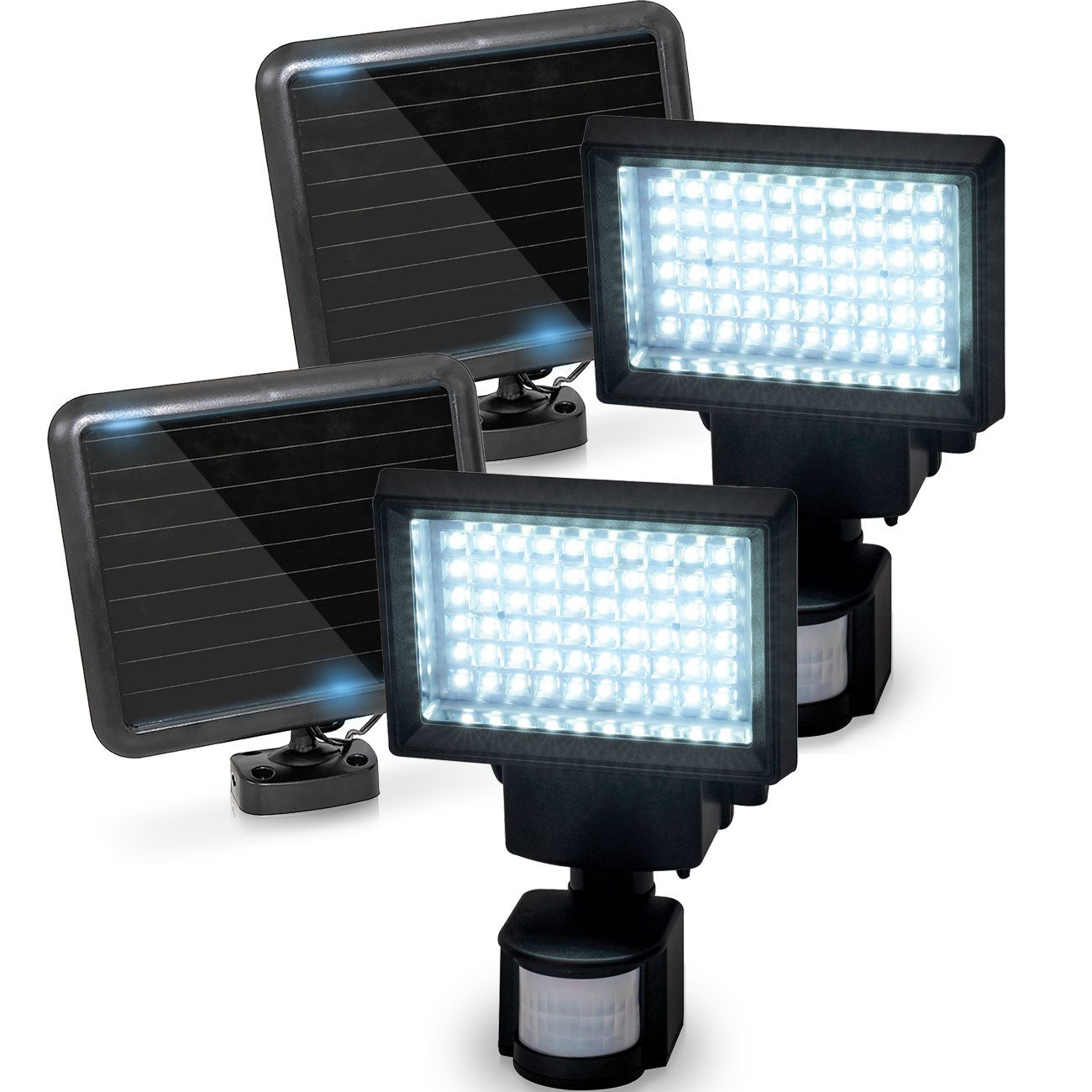 Casativo LED Gartenstrahler LED Solar-Strahler Bewegungsmelder Reichweite 2–12m Sicherheitsleuchte, 60 SMD-LEDs und insgesamt 600 Lumen