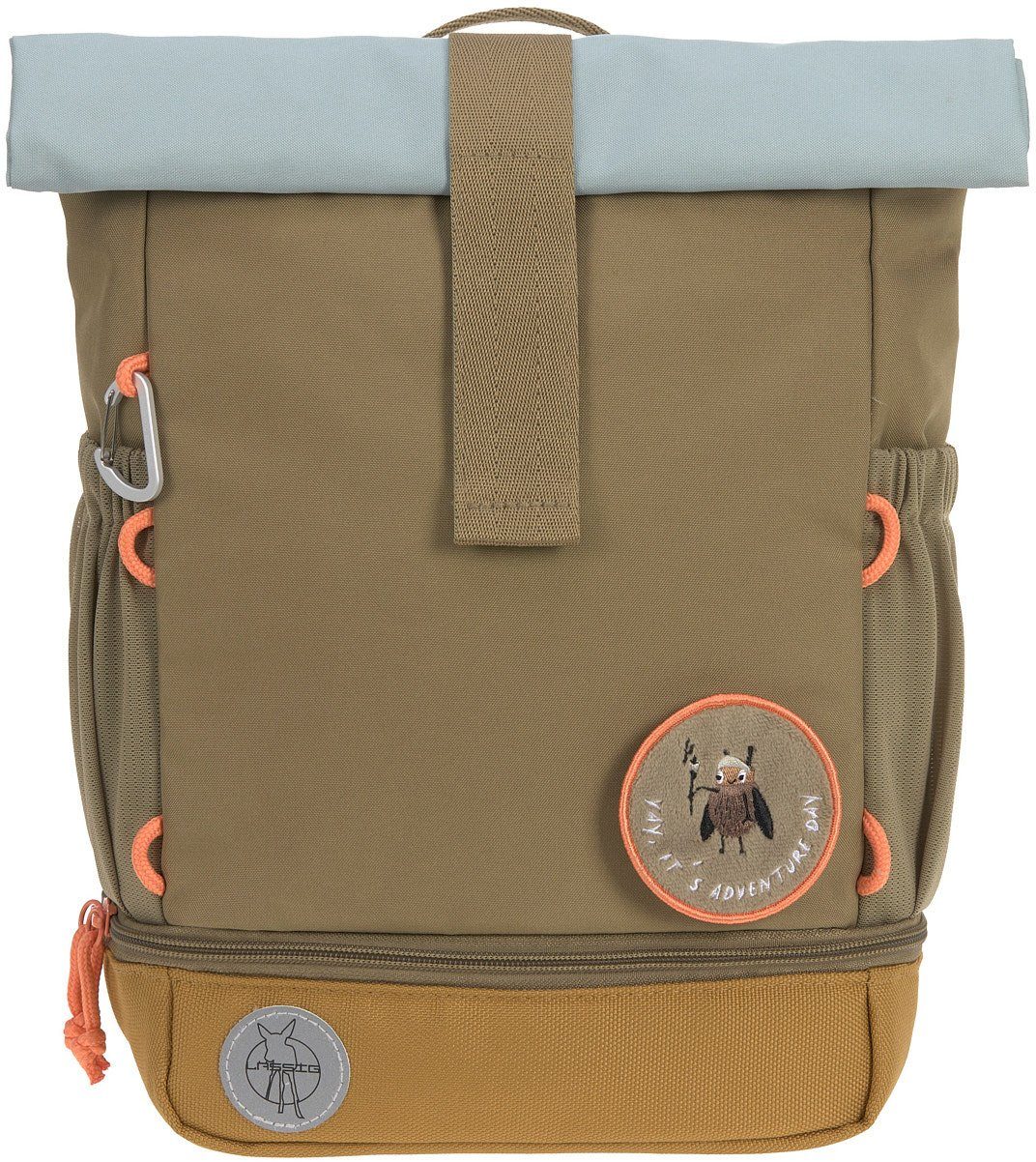 LÄSSIG Kinderrucksack Nature, Mini Rolltop Backpack, Olive, aus recycelten PET-Flaschen