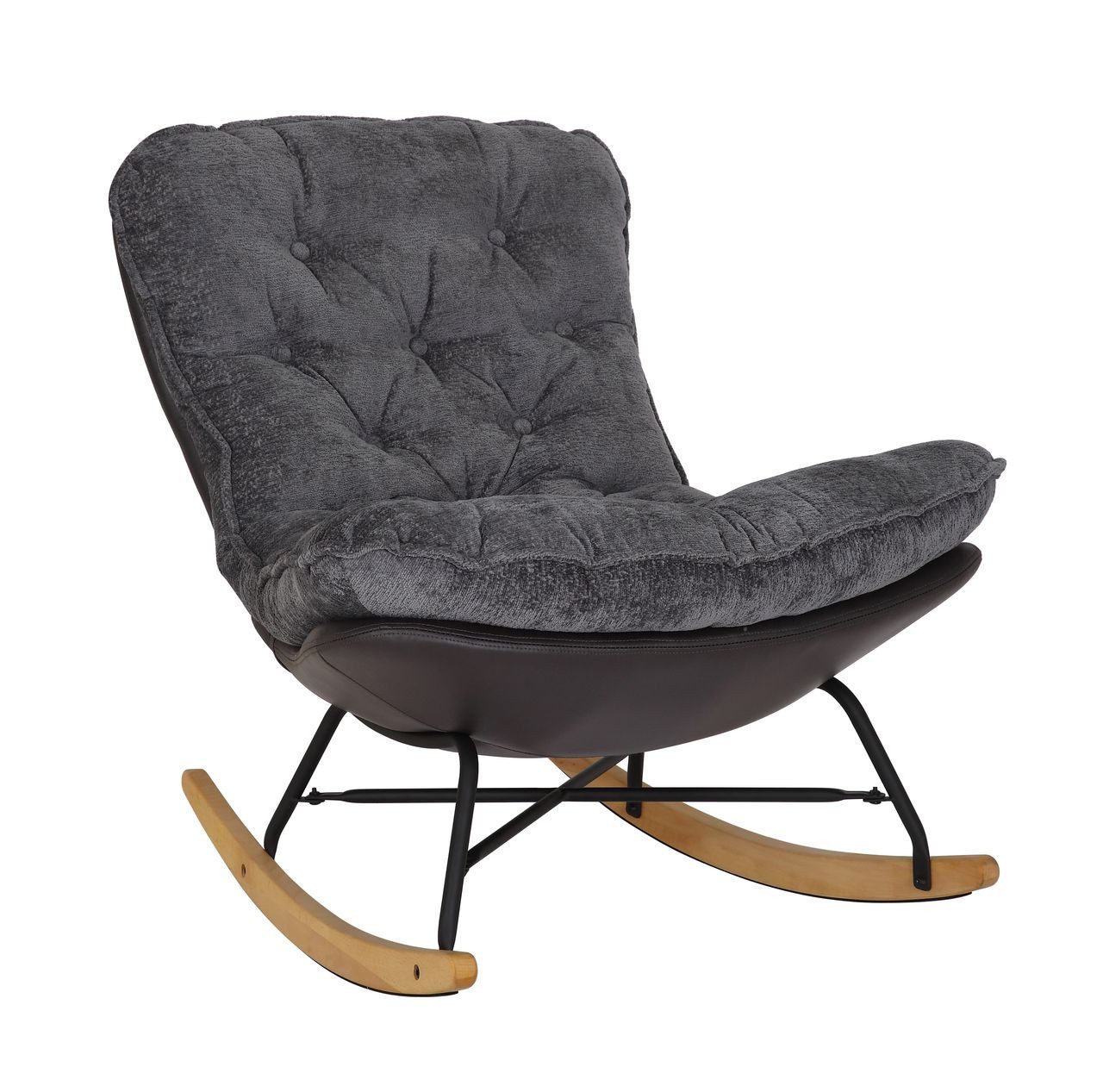 Better Home Relaxsessel Schaukelstuhl Relaxsessel mit Buchenholzsockel, grau & schwarz