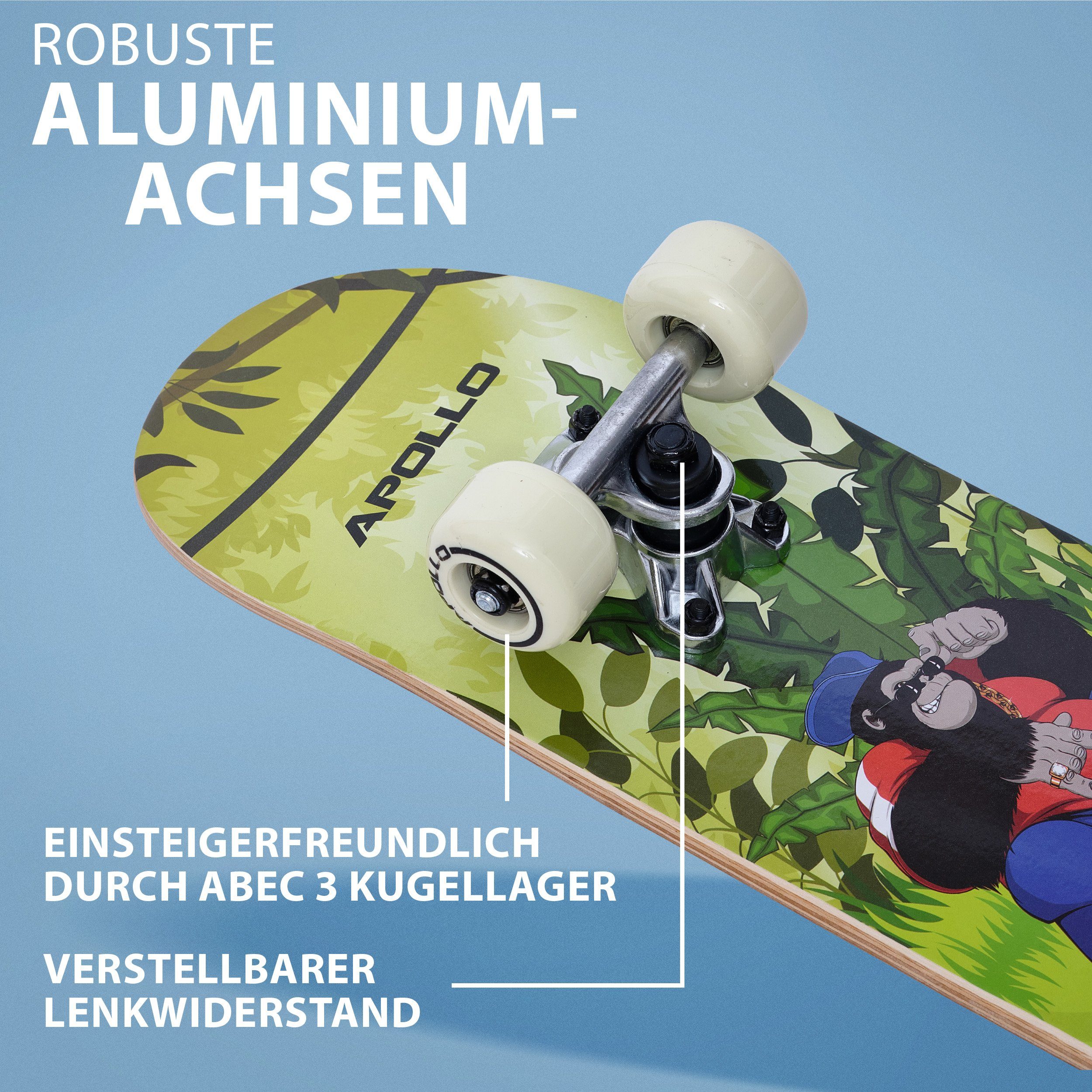 Apollo Skateboard Kinderskateboard 24" Kinder, Longboard, ABEC 3 und Aluminium Achsen