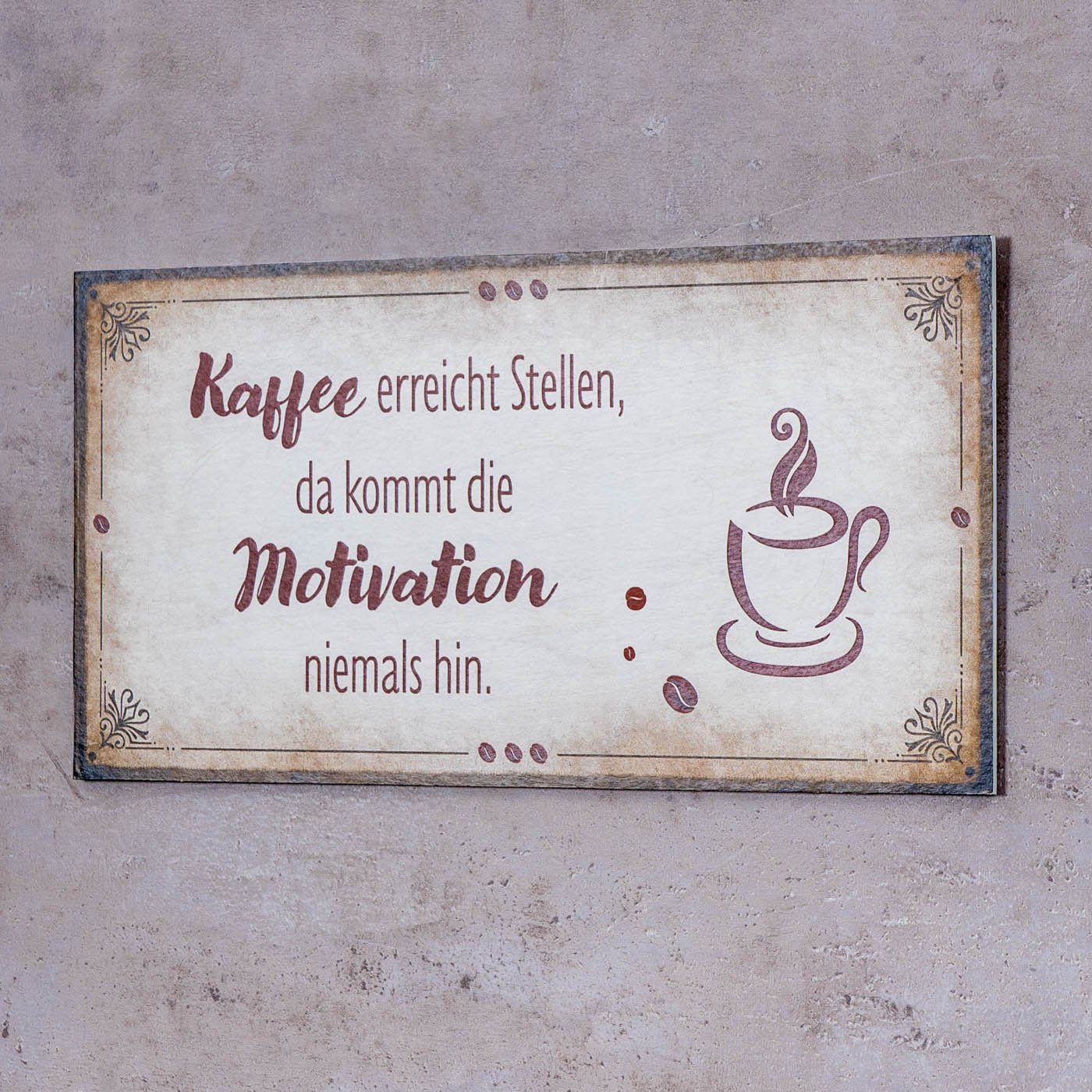 Levandeo® Wandbild, Wandbild 40x20cm Kaffee Motivation Spruch Wandschild Kü günstig online kaufen