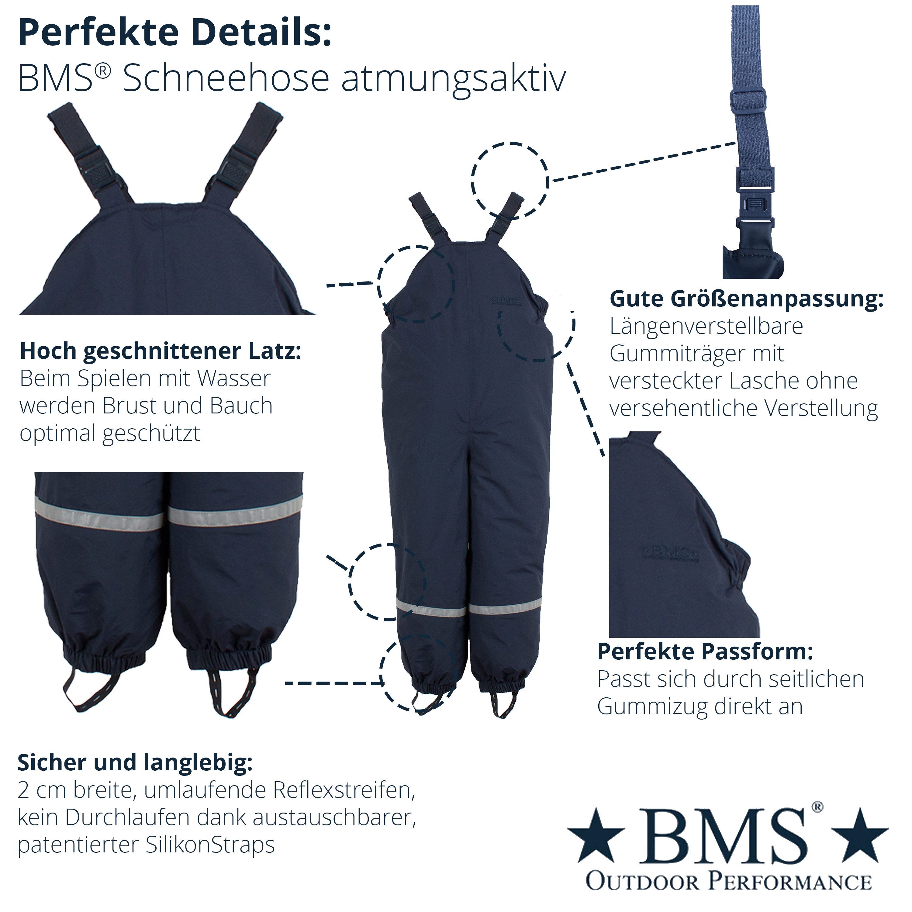 BMS Schneehose BMS Schneehose mit Latz 100% wasserdicht und atmungsaktiv