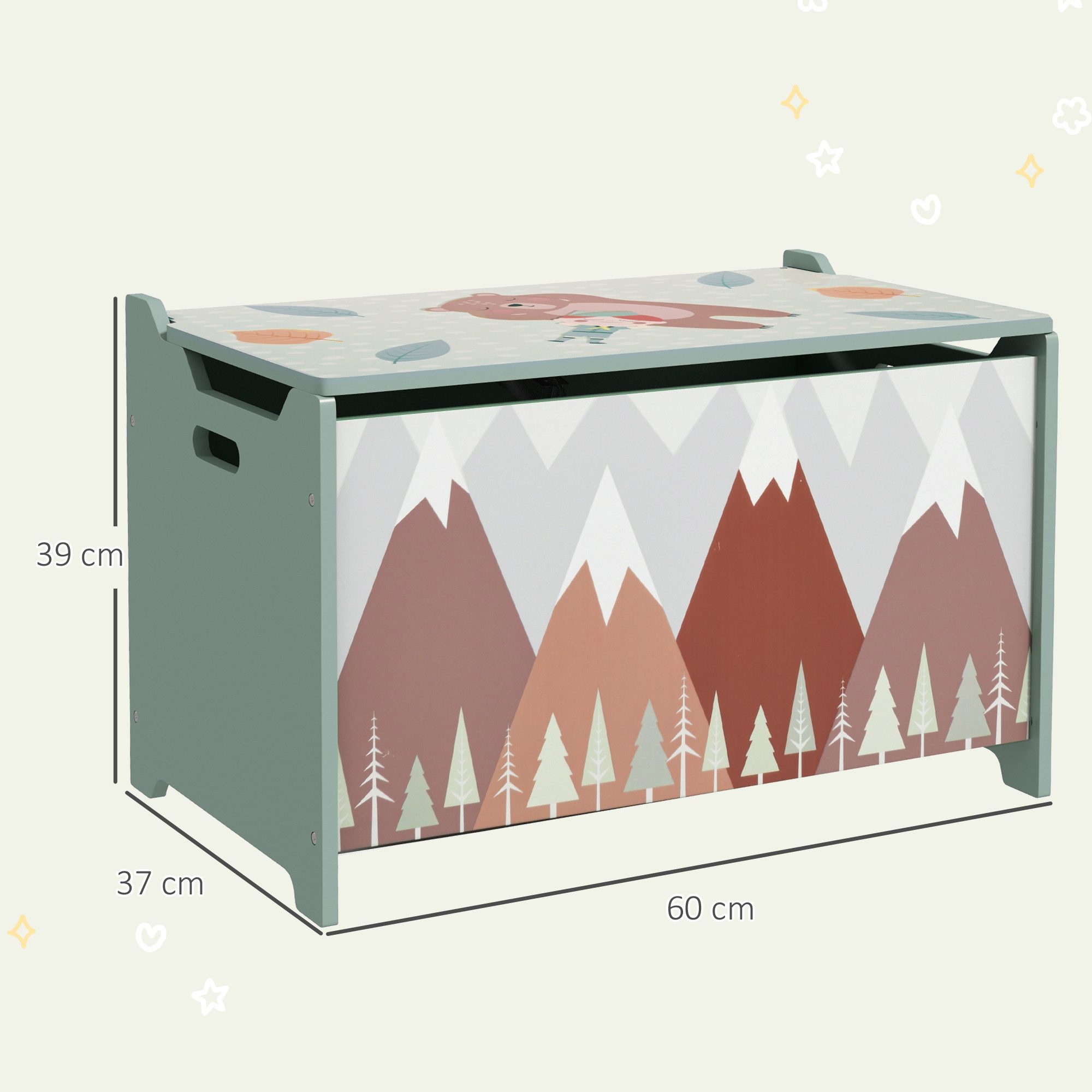 ZONEKIZ Aufbewahrungsbox Spielzeugkiste Sicherheitsscharnier Griff Spielzeug Aufbewahrung (Spielzeugtruhe, 1 St., Spielzeugbox), für Kinderzimmer, Schlafzimmer, – Bild 3 von 5