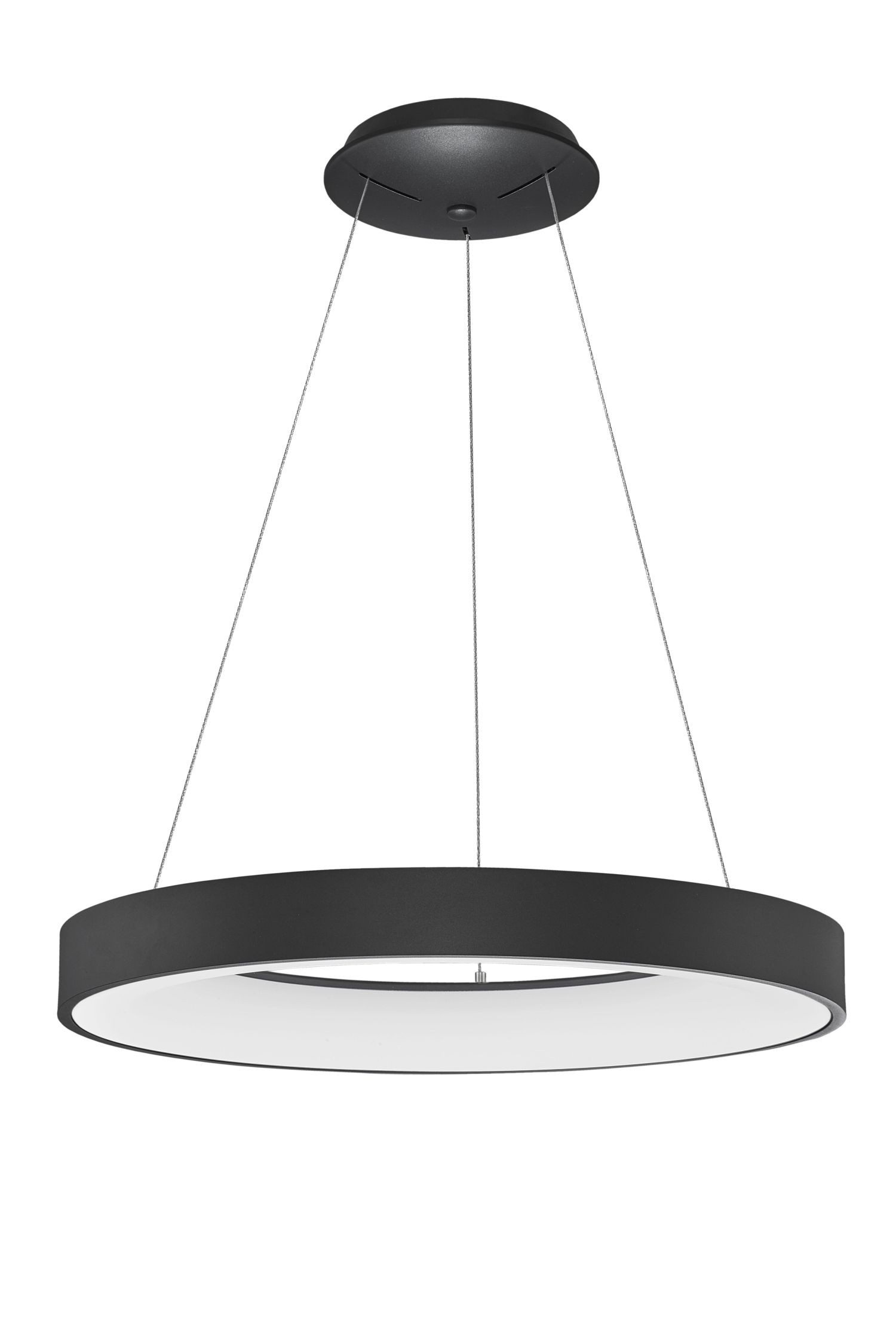 Licht-Erlebnisse Kronleuchter PERRY, LED, Warmweiß, LED Hängeleuchte Schwarz dimmbar Ring Ø 60 cm warmweiß 3000 K 2864 lm