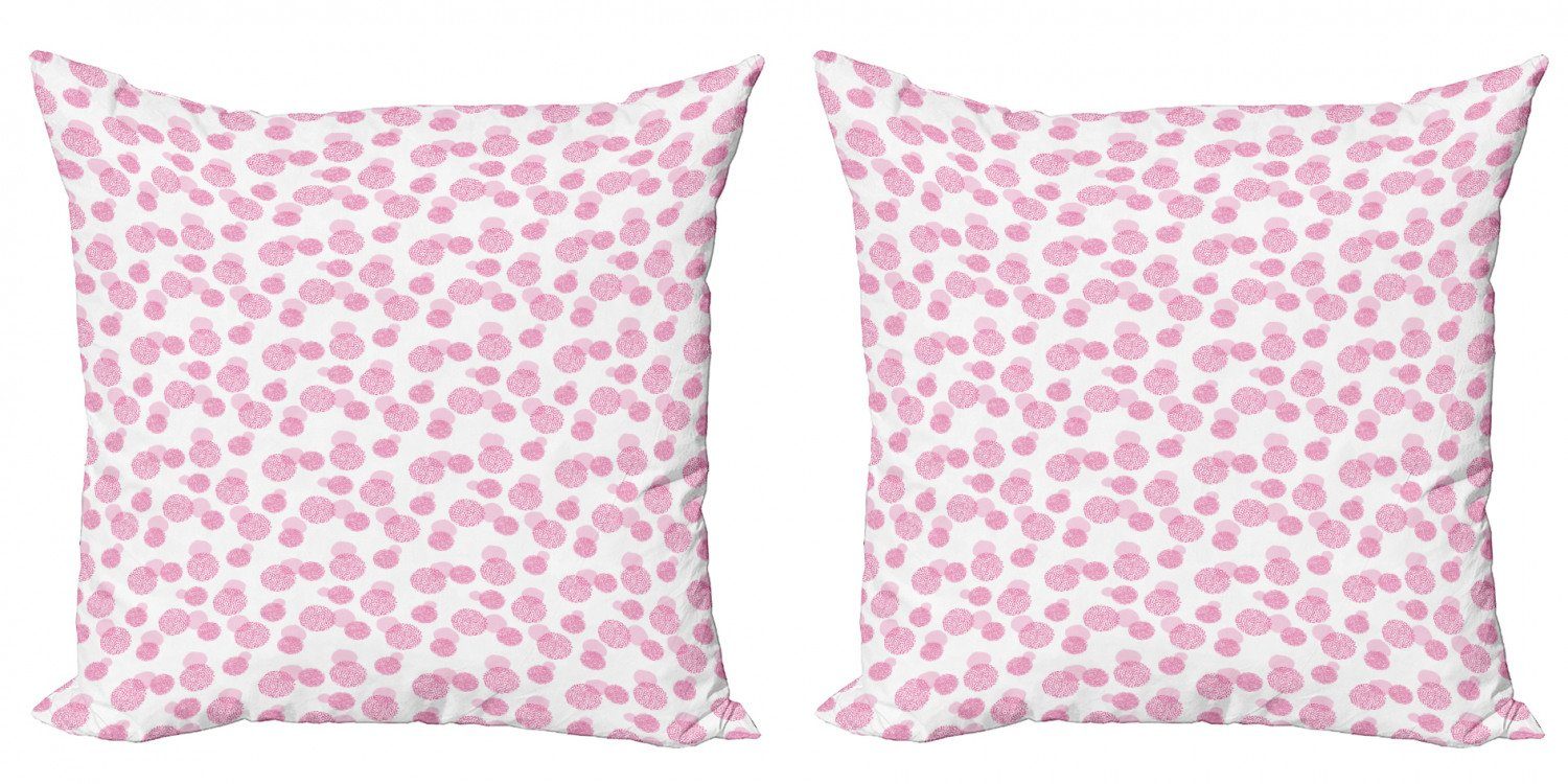 Doppelseitiger Stück), Pink Modern Accent (2 Weiß Kreisformen Digitaldruck, Dots Kissenbezüge Abakuhaus und