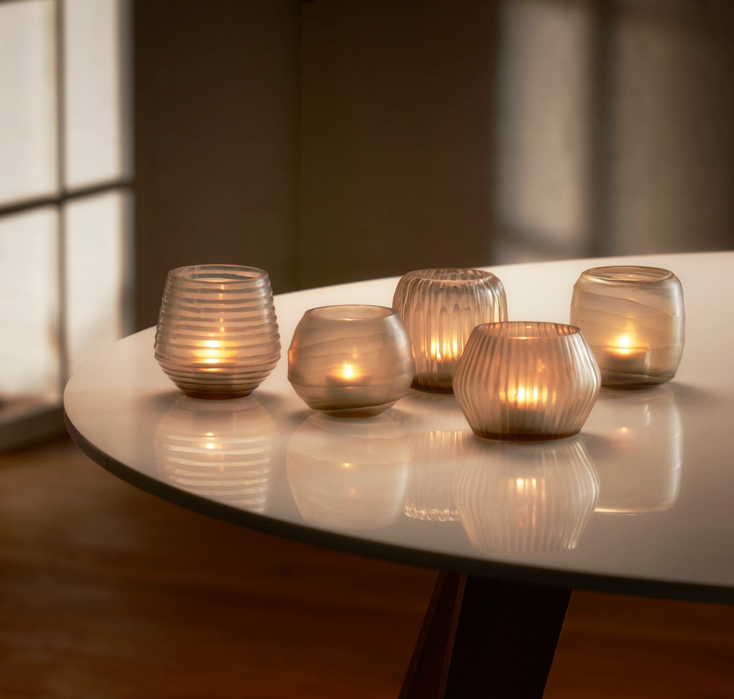 PHILIPPI Teelichthalter, 5tlg Glas, mundgeblasen, handgeschliffen günstig online kaufen