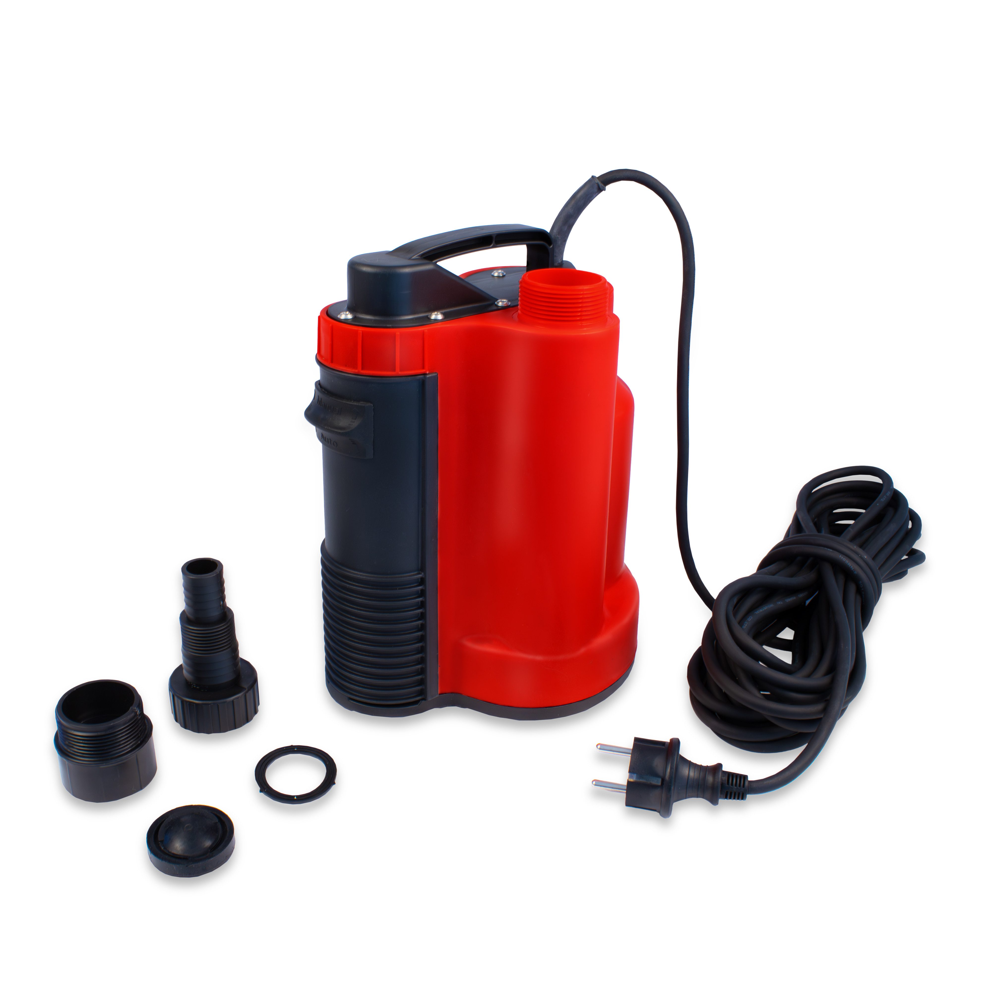 Grafner Tauchpumpe Flachsaugerpumpe integrierter Schwimmschalter Automatik 400W 6500L/h, 6500l/h maximale Fördermenge, flachsaugend, Rückschlagventil