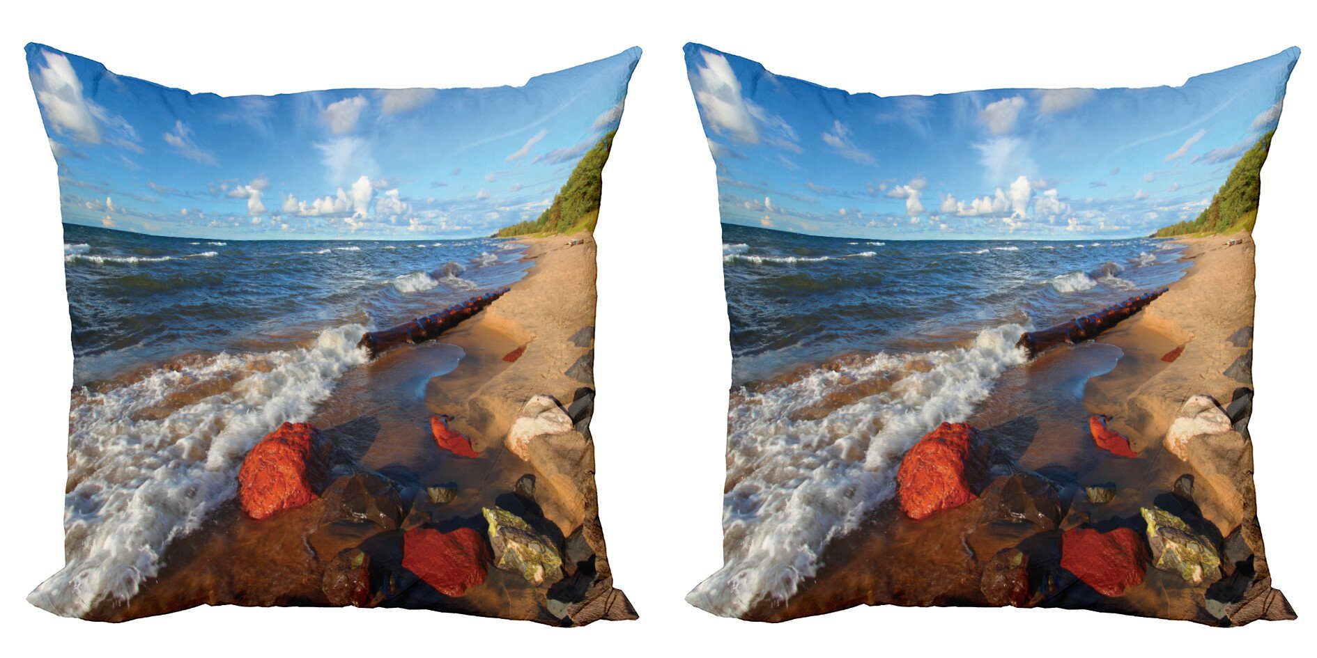Kissenbezüge Modern Accent Doppelseitiger Digitaldruck, Sommer-Landschaft Abakuhaus Beachy See (2 Theme Stück)