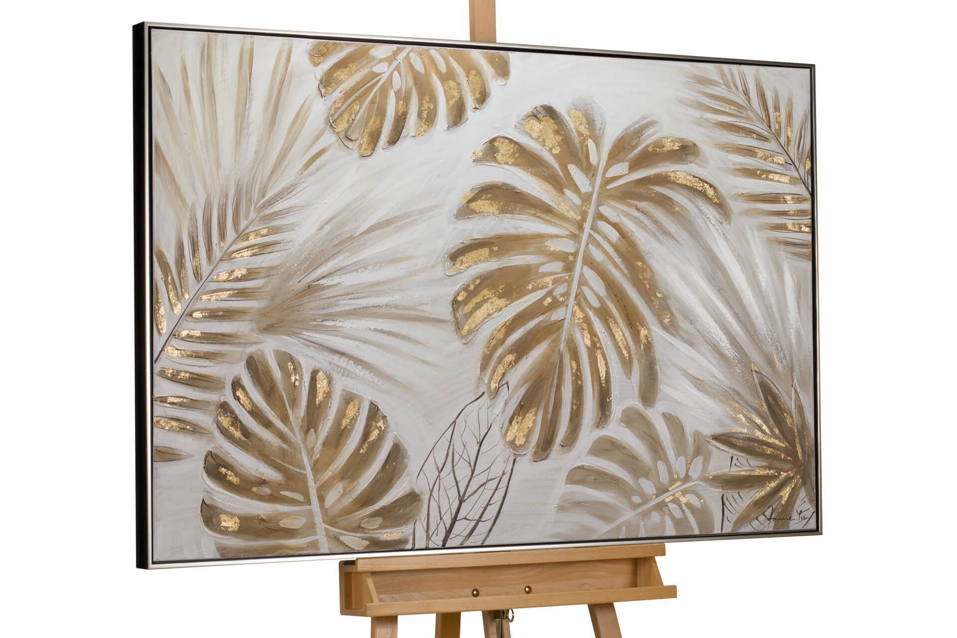 KUNSTLOFT Gemälde Unter Palmen 122x82 cm, Leinwandbild 100% HANDGEMALT Wandbild Wohnzimmer