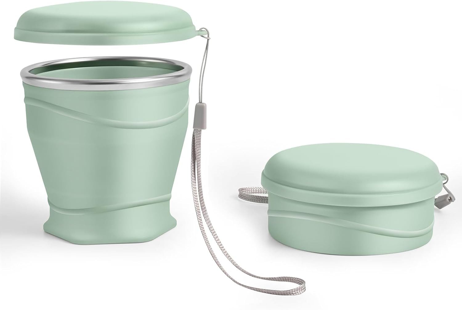 FOUORTUNATE-BEE Thermobecher Faltbarer Silikonbecher 260 ml – mit Deckel, wiederverwendbar, Tragbarer Reisebecher für Camping, Picknick, Büro und unterwegs