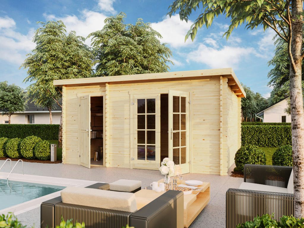 LASITA MAJA Gartenhaus Lasita Gartenhaus Belmont 465×318 cm 34 mm, BxT: 465x318 cm, Holz-Gartenhaus mit Fußboden, wetterfest & witterungsbeständig