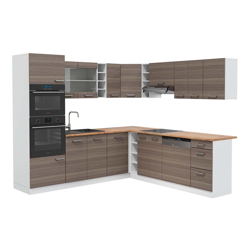 Front: Edelgrau | Arbeitsplatte: Goldkraft Eiche