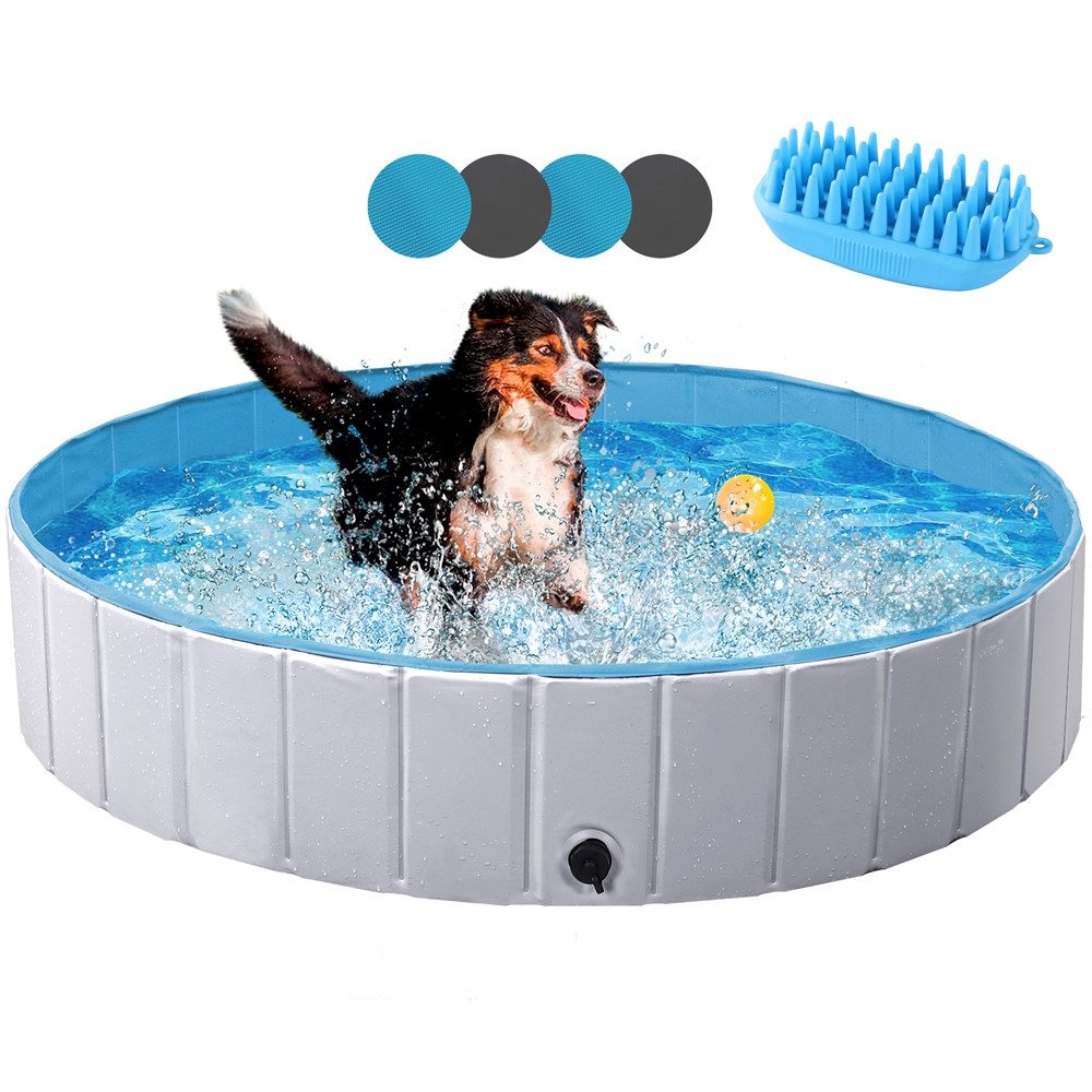 Yaheetech Hundepool Ø 100/120/140/160/180 cm, Planschbecken für Hunde Swimmingpool Hundebadewanne, faltbar