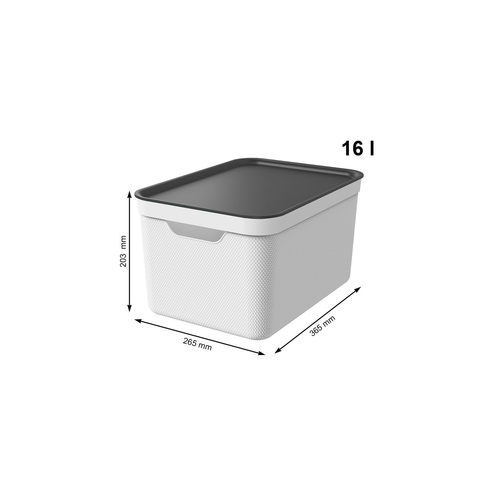 ROTHO Aufbewahrungsbox 3er- Set Aufbewahrungskorb 16l mit Deckel (Aufbewahrungsboxen, 3er-Set) – Bild 4 von 5