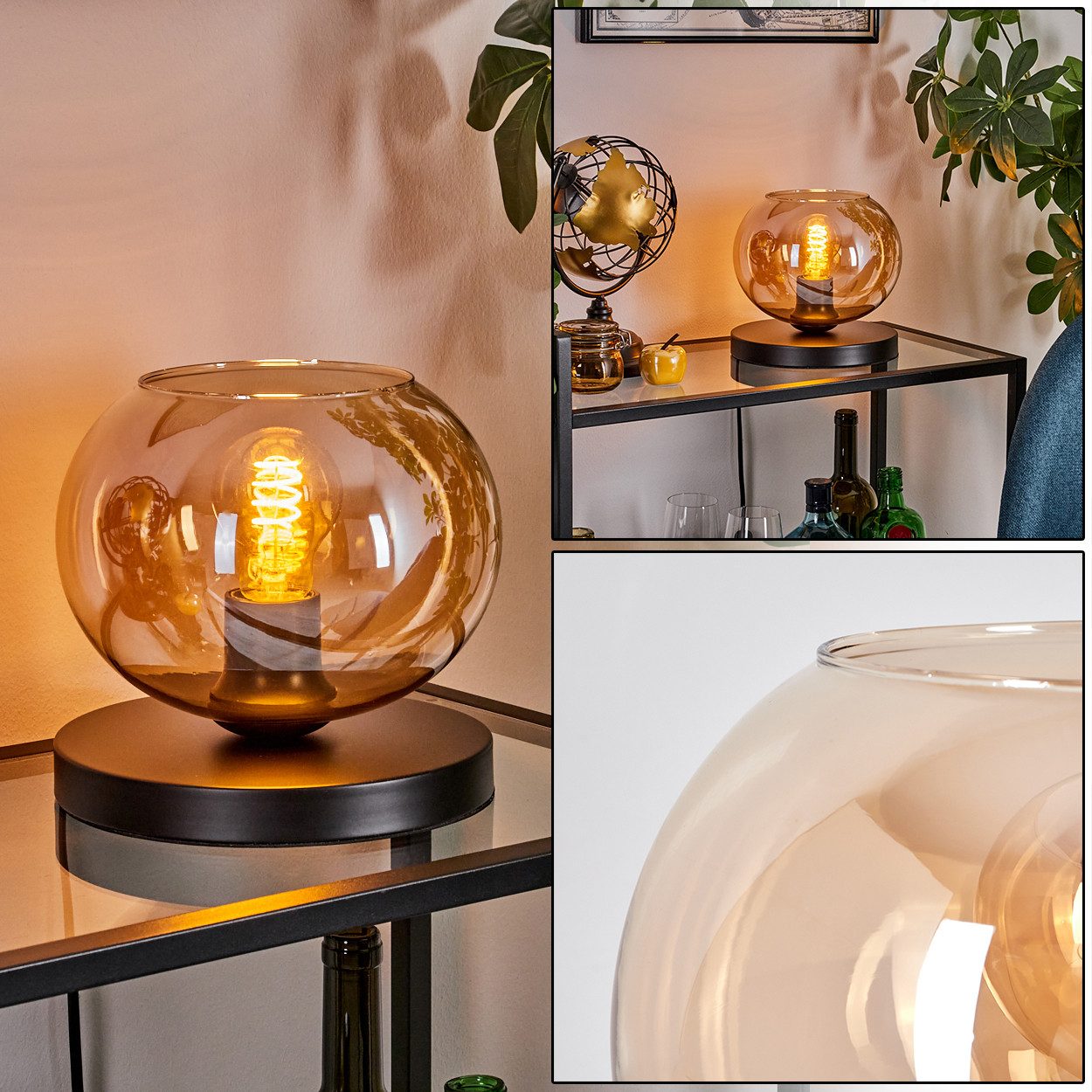 hofstein Tischleuchte Tischlampe aus Metall/Glas in günstig online kaufen