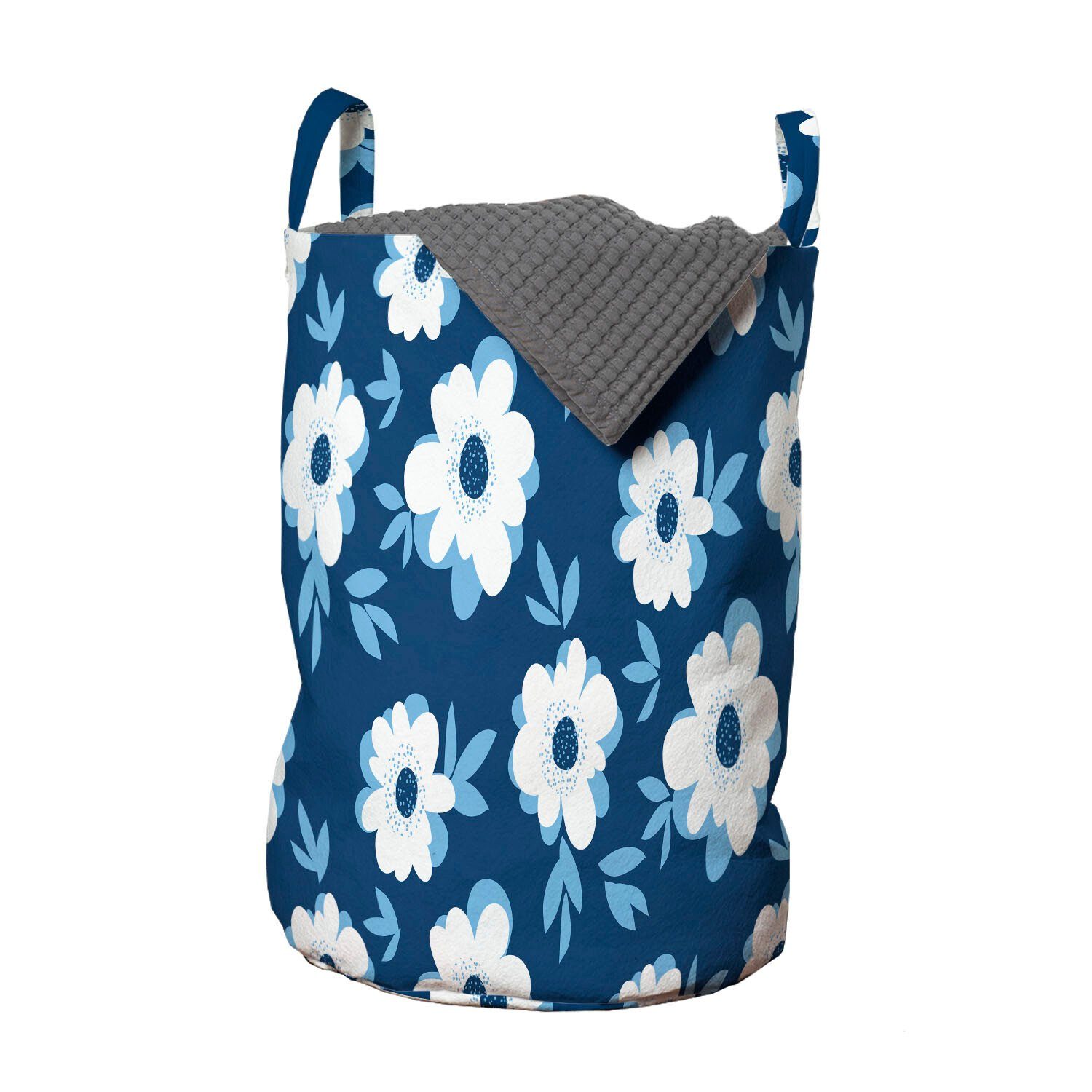 Abakuhaus Wäschesäckchen Wäschekorb mit Griffen Kordelzugverschluss für Waschsalons, Blume Gänseblümchen-Blüten Botanik Frühling | Wäschesäcke