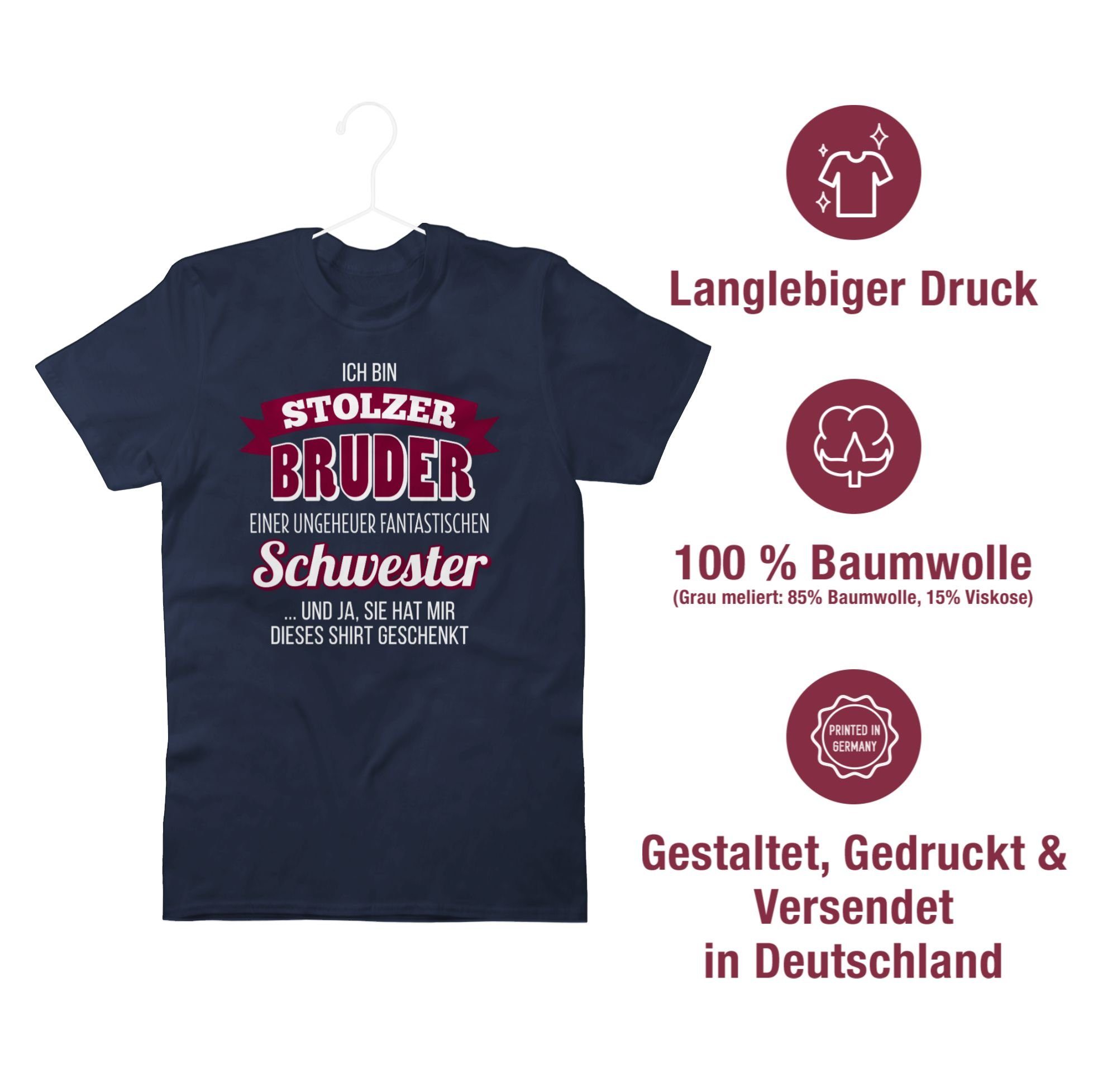 Shirtracer T-Shirt Ich bin 02 Bruder Navy stolzer Blau Bruder