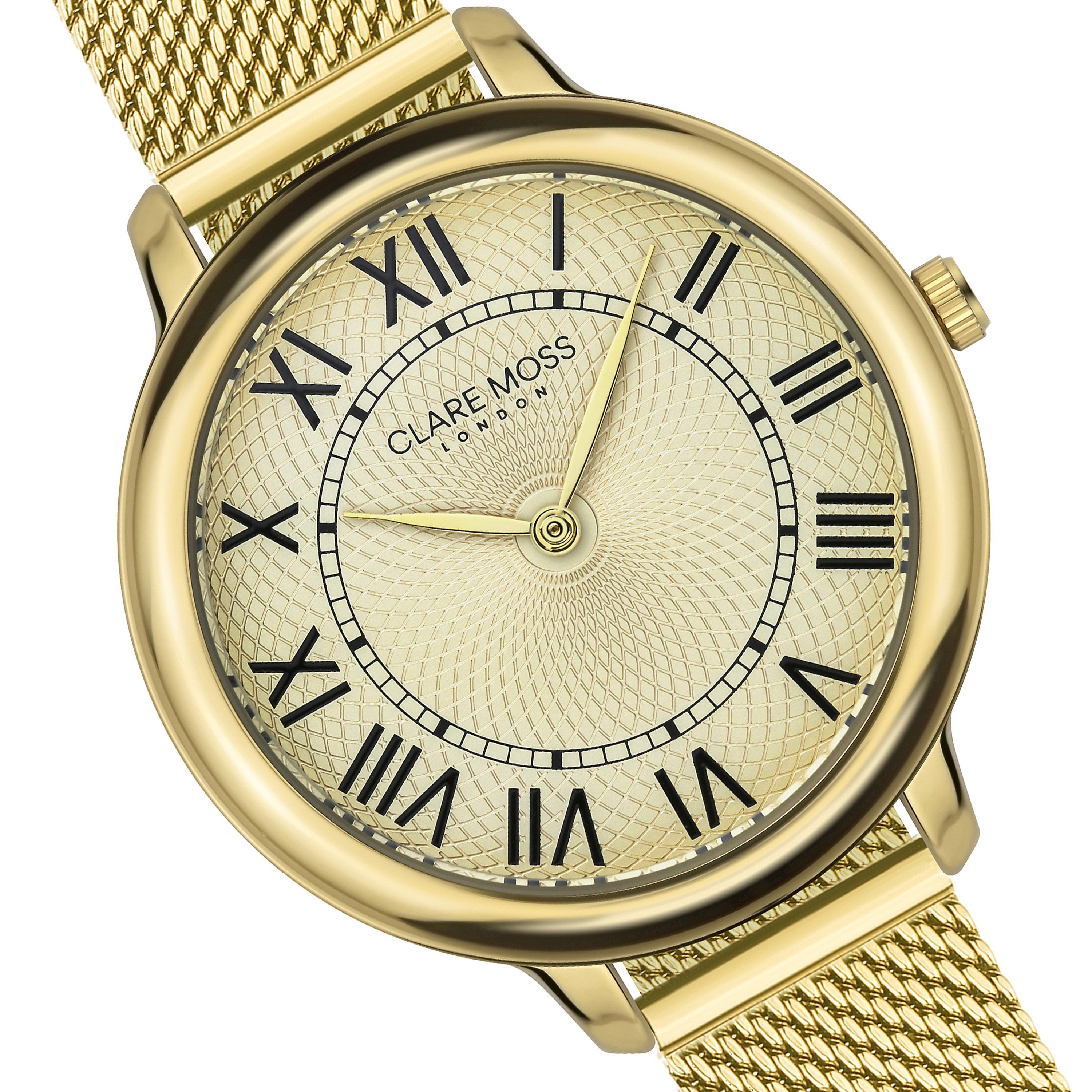 CLARE MOSS Quarzuhr CMD6-B034G Schickes Gold-Netzgewebe