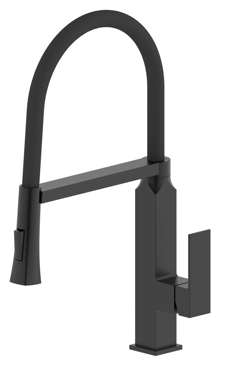 Sapho Küchenarmatur MAYA Stand-Spültischarmatur mit Brause, Schwarz matt Sapho-MA780B