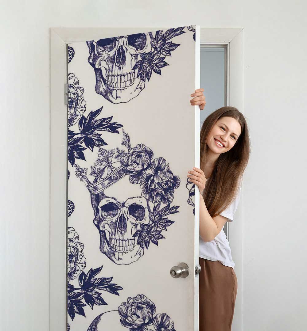 MyMaxxi Dekorationsfolie Türtapete Türposter Skelett Blumen günstig online kaufen