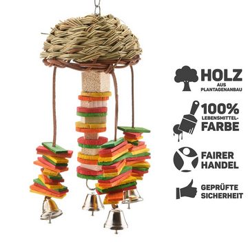 Happy Bird Vogelspielplatz Vogelspielzeug Papageienspielzeug "Rattan Mushroom", für Sittiche, kleine Papageien, zum schreddern