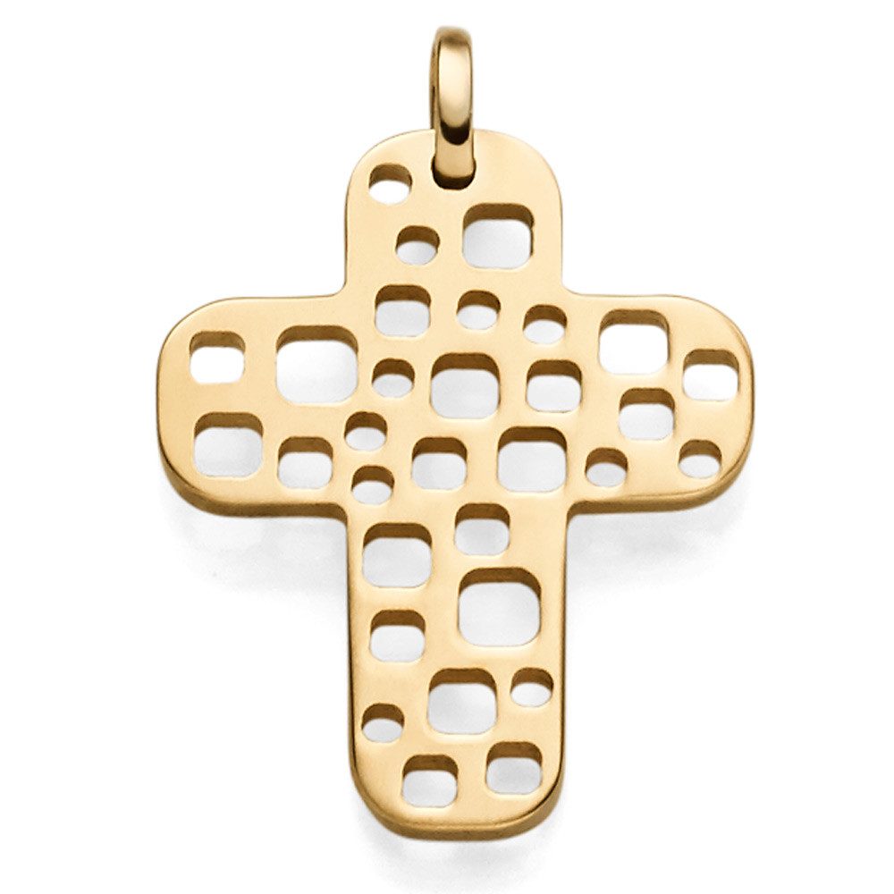 Kettenanhänger Anhänger Kreuz aus 585 Gelbgold, gelocht