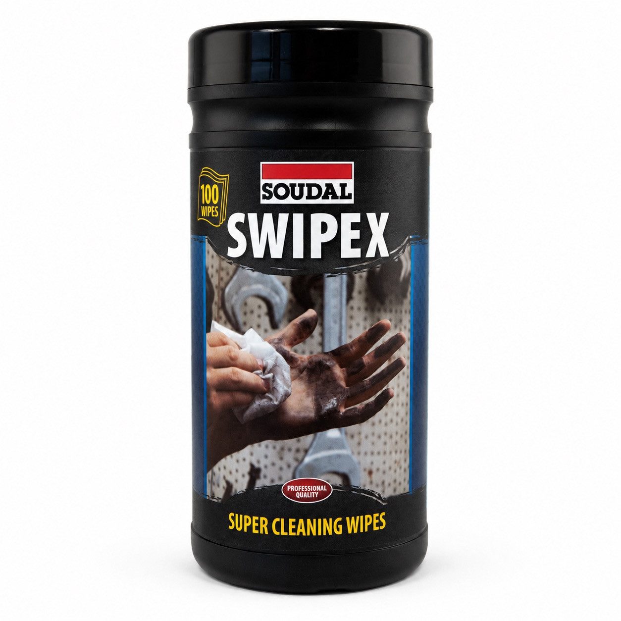SOUDAL Swipex Reinigungstücher - 100 extra große Reinigungstücher (Extra große Tücher für Werkstatt, Montage & Baustelle)