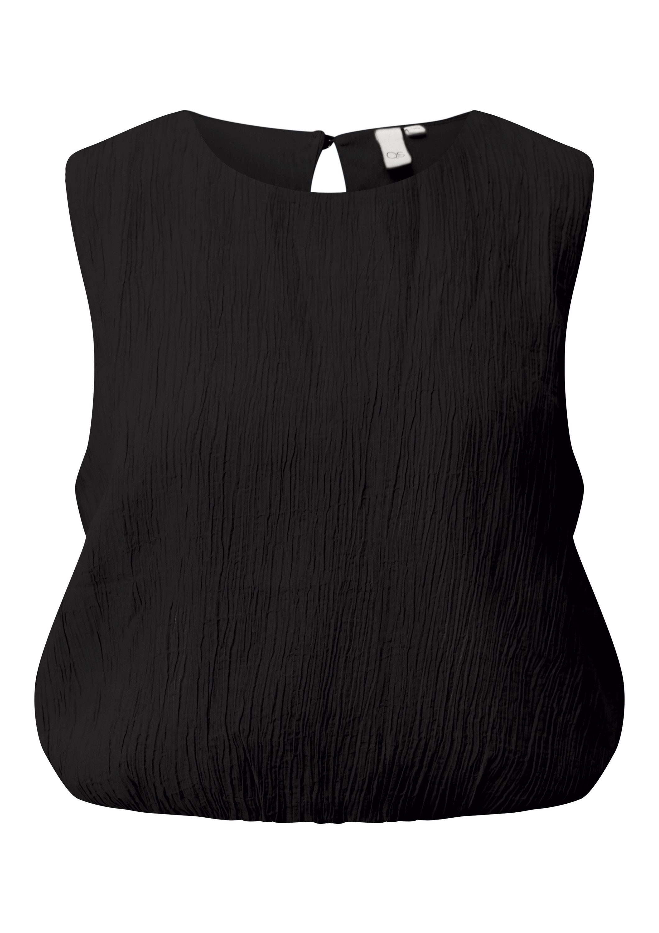 QS Blusentop Bluse Verkürztes Blusentop mit Ballonsaum